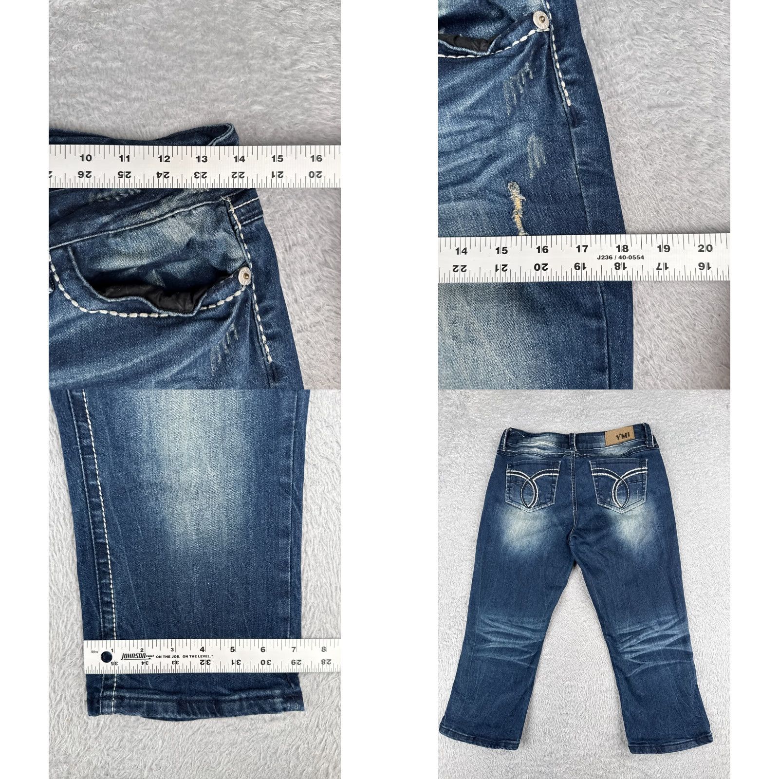Vintage N62 Jeans Womens Capri Denim Distressed Low Rise 28x22 Blue Cotton Blend 4 YMI Womens Jeans Capris Distressed 5-Pocket Size 27" / US 4 / IT 40 - 9 Thumbnail