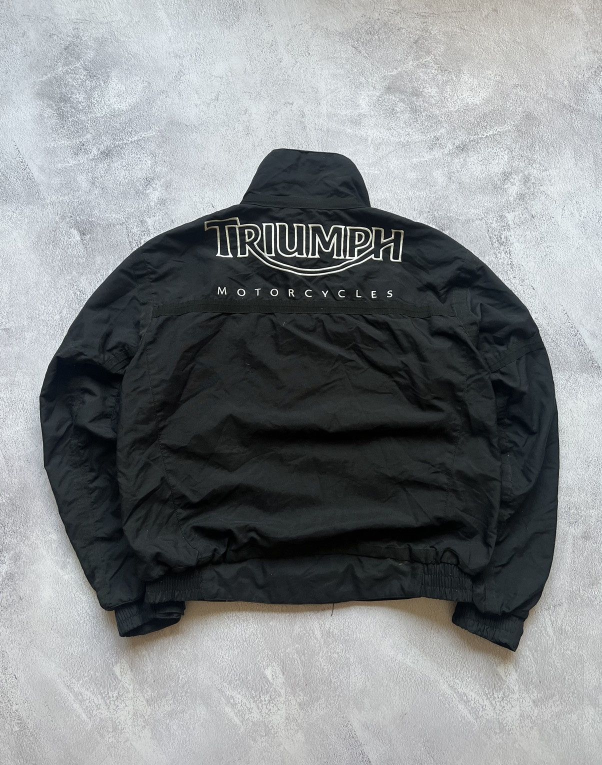 Harley Davidson × Vintage Triumph Motorcycles Big Logo Nylon Bomber Jacket Size:S Size US S / EU 44-46 / 1 - 2 Thumbnail