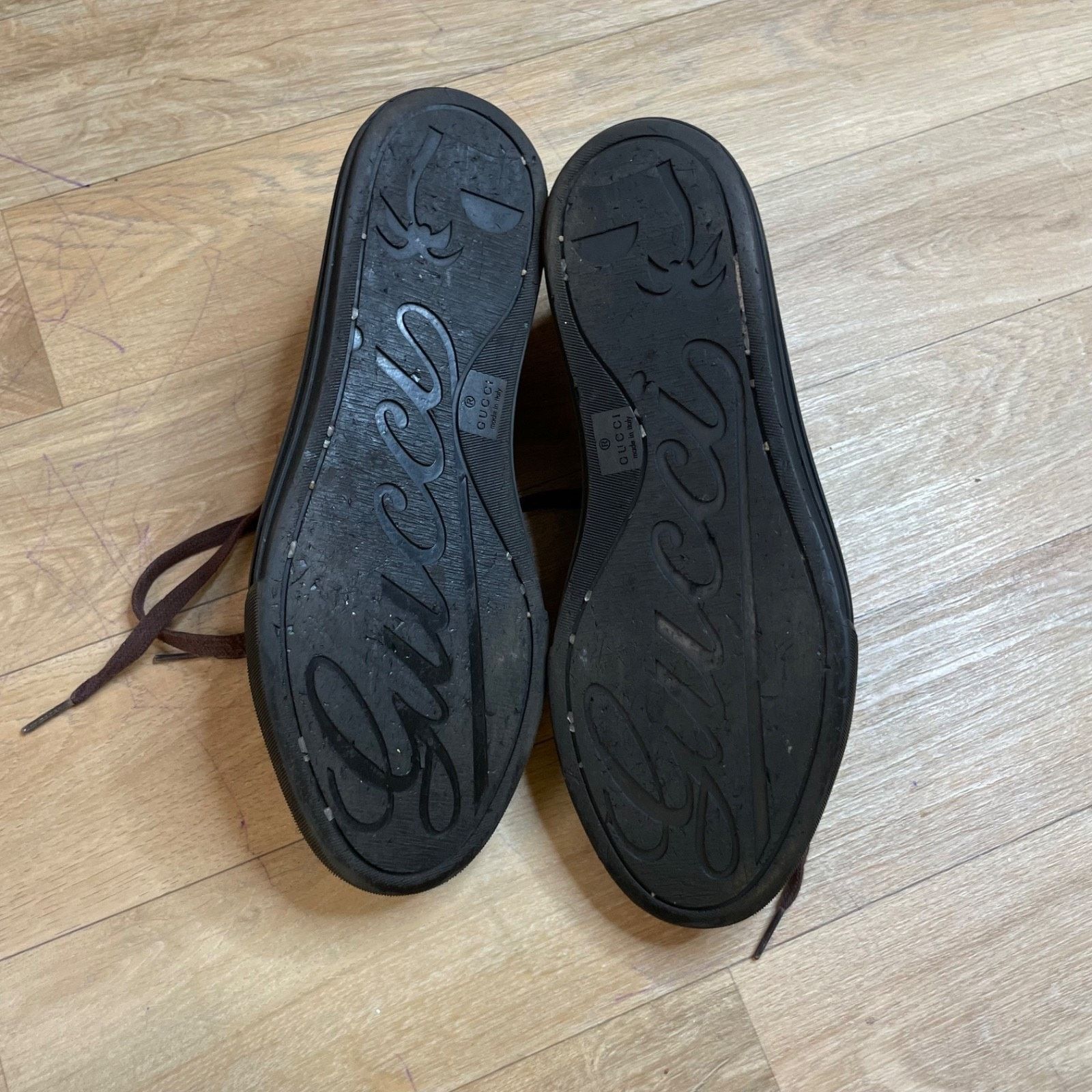 Gucci GUCCI Sneakers BROWN Leather low Top GG Monogram Canvas Size US 8 / EU 41 - 15 Thumbnail