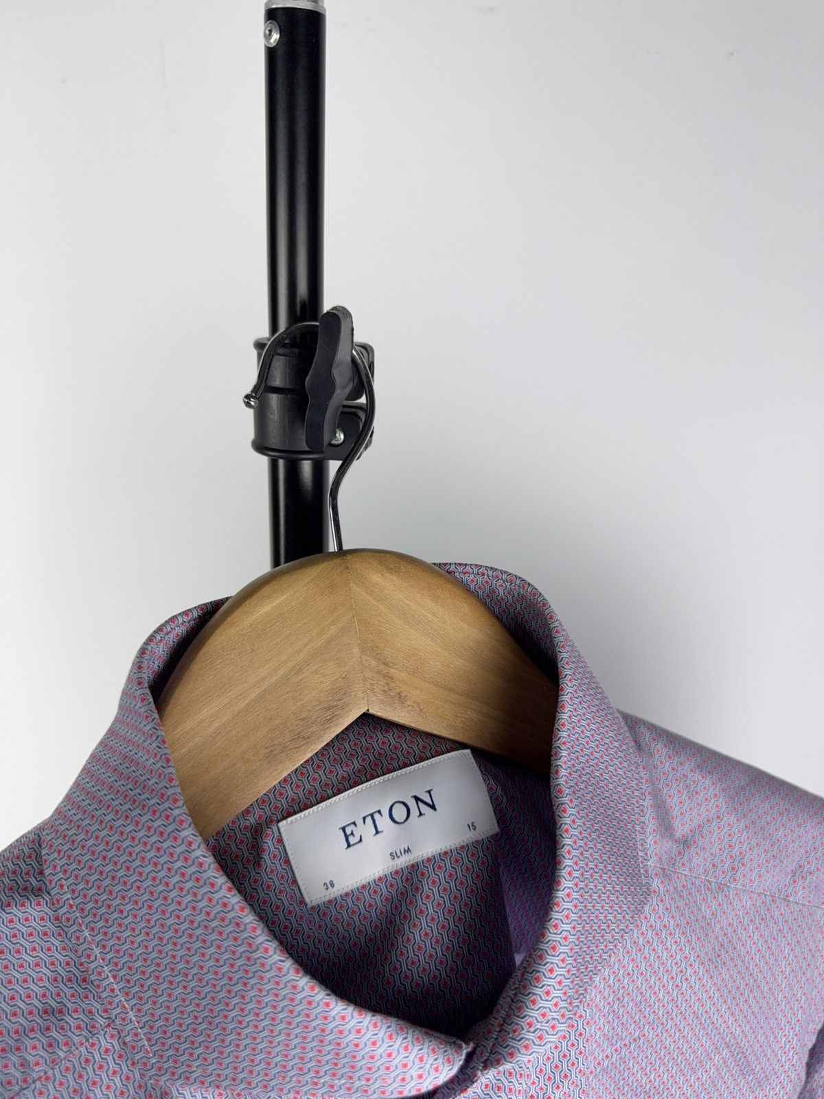 Designer × Eton Eton Slim Fit Micro Pattern Shirt Purple Red 15/38 Cotton Size US S / EU 44-46 / 1 - 3 Thumbnail