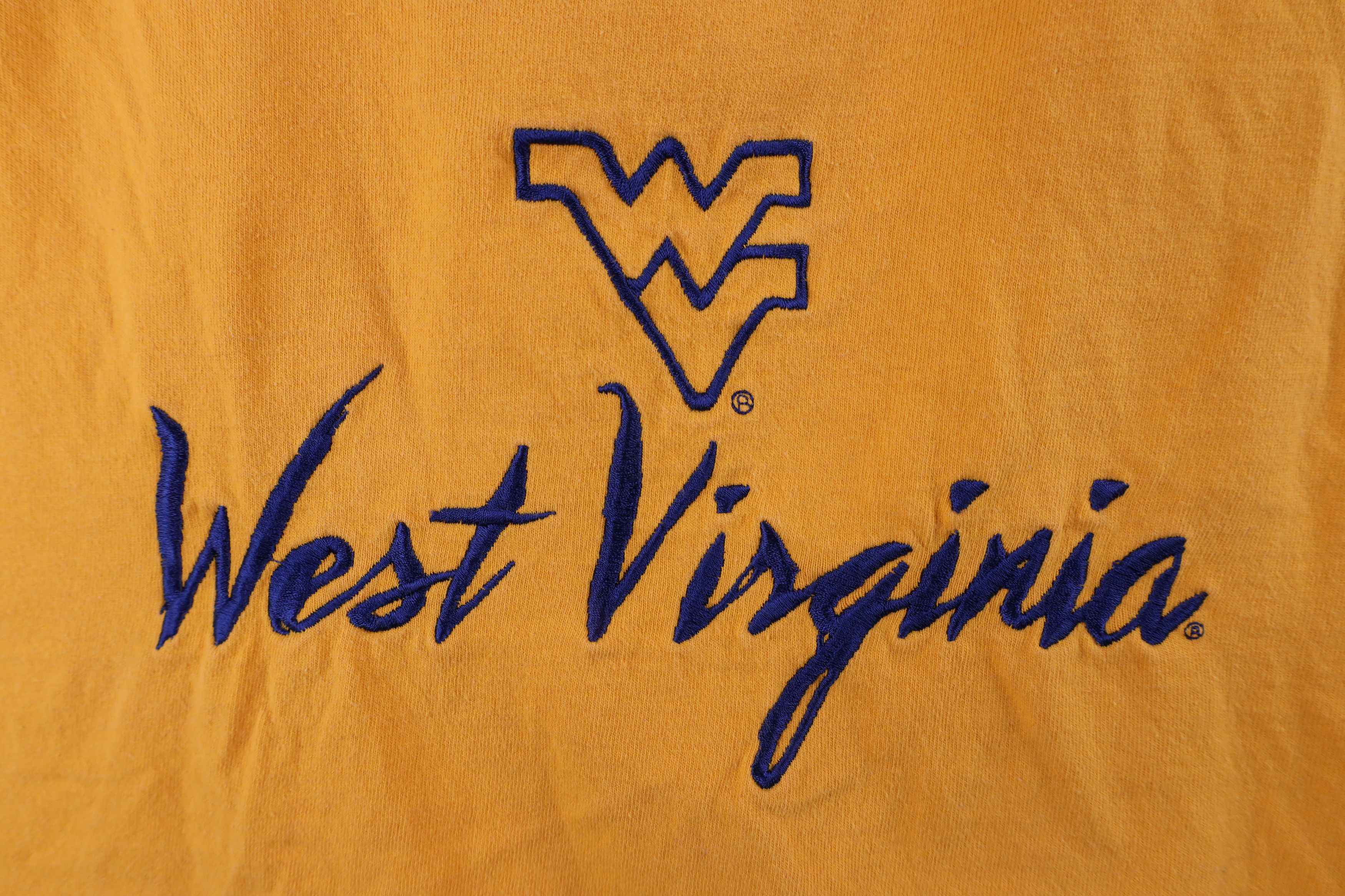 Vintage Vintage 90s Script West Virginia University T-Shirt Yellow Size US XXL / EU 58 / 5 - 4 Thumbnail