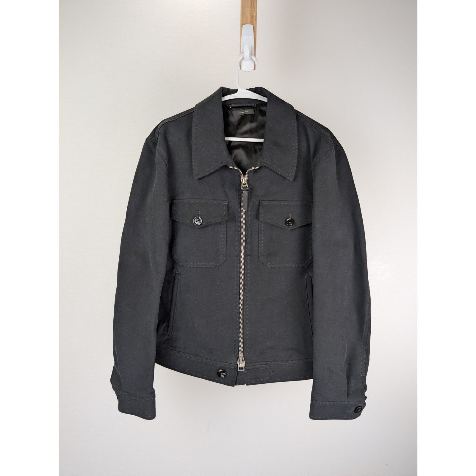 Tom Ford o1rshd1 CC20 Cotton Twill Trucker Jacket in Black Size US M / EU 48-50 / 2 - 1 Thumbnail