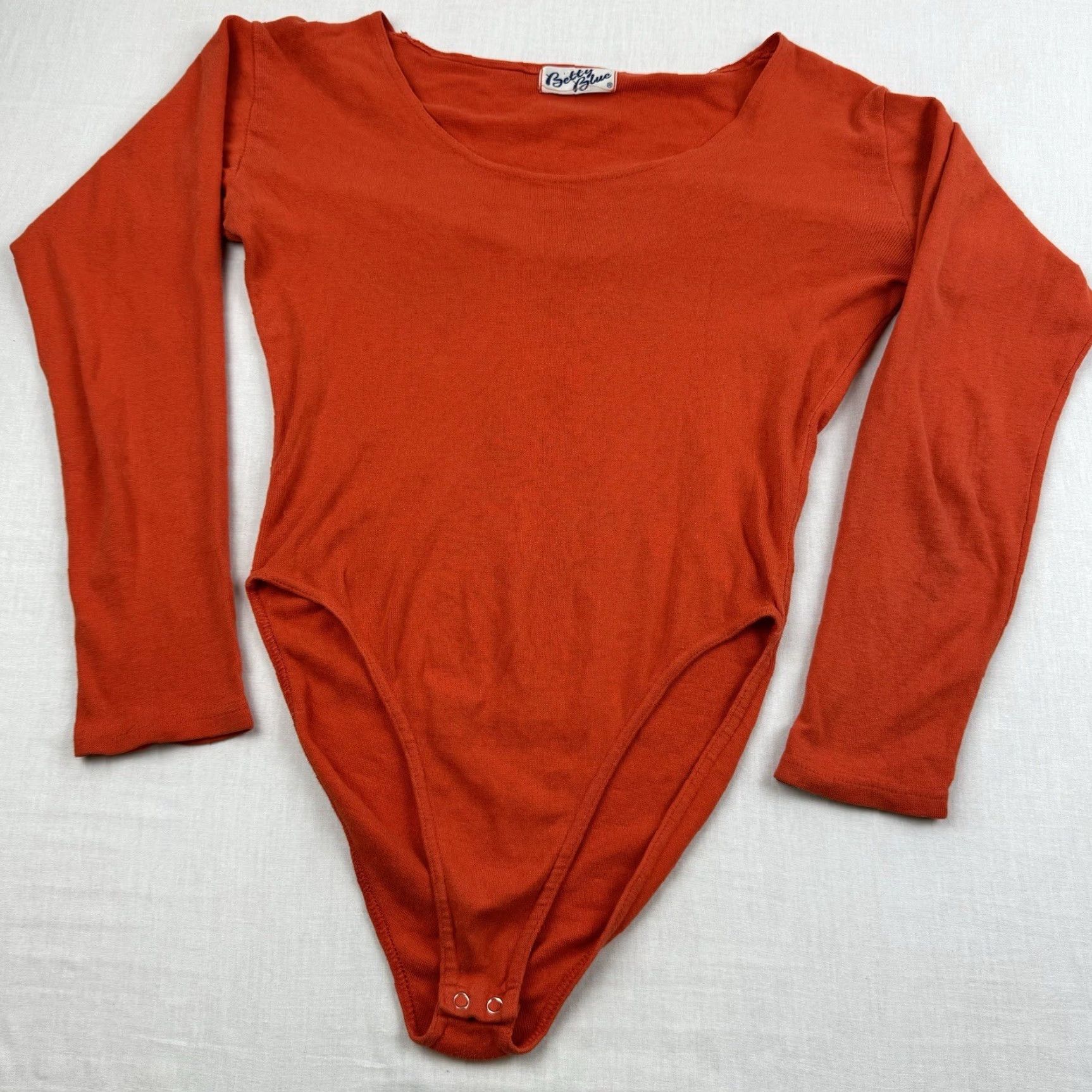 Vintage VINTAGE Betty Blue Bodysuit Women’s Medium Orange Disco 1970s Long Sleeve Scoop Neck Casual Size M / US 6-8 / IT 42-44 - 2 Thumbnail