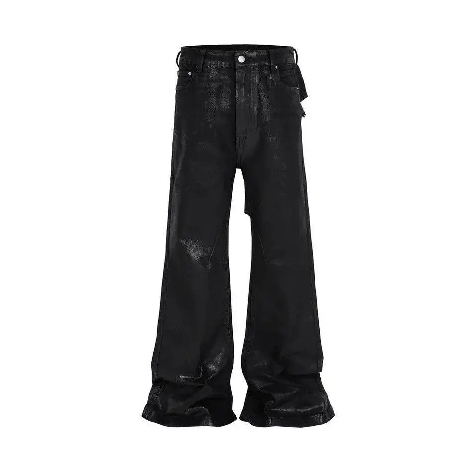 Japanese Brand Streetwear Wax Leather Stretch Hombre Baggy Flare Pants Size US 34 / EU 50 - 4 Thumbnail