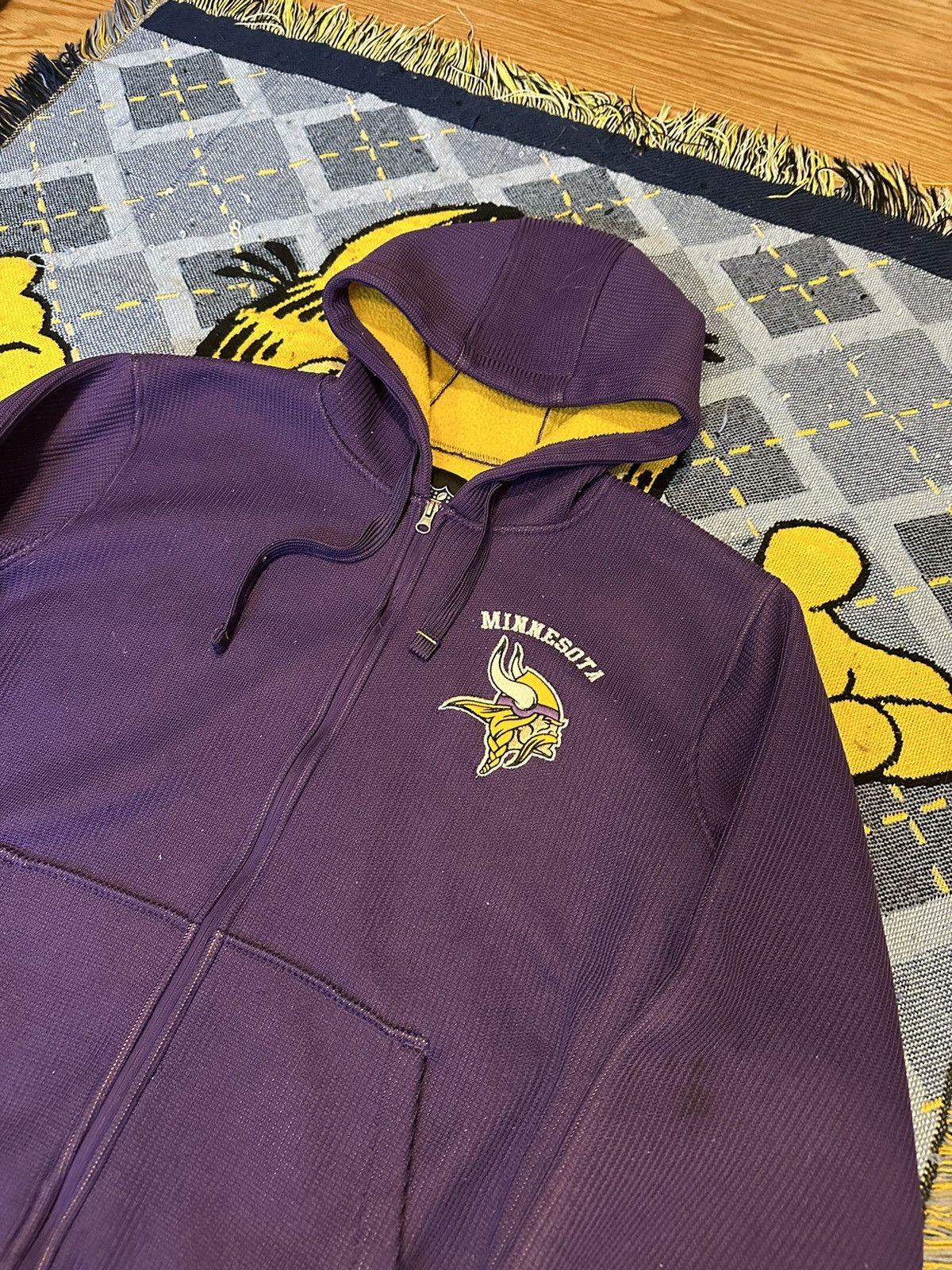 NFL Vintage Vikings Zip Up Knit Hoodie Size US L / EU 52-54 / 3 - 2 Thumbnail