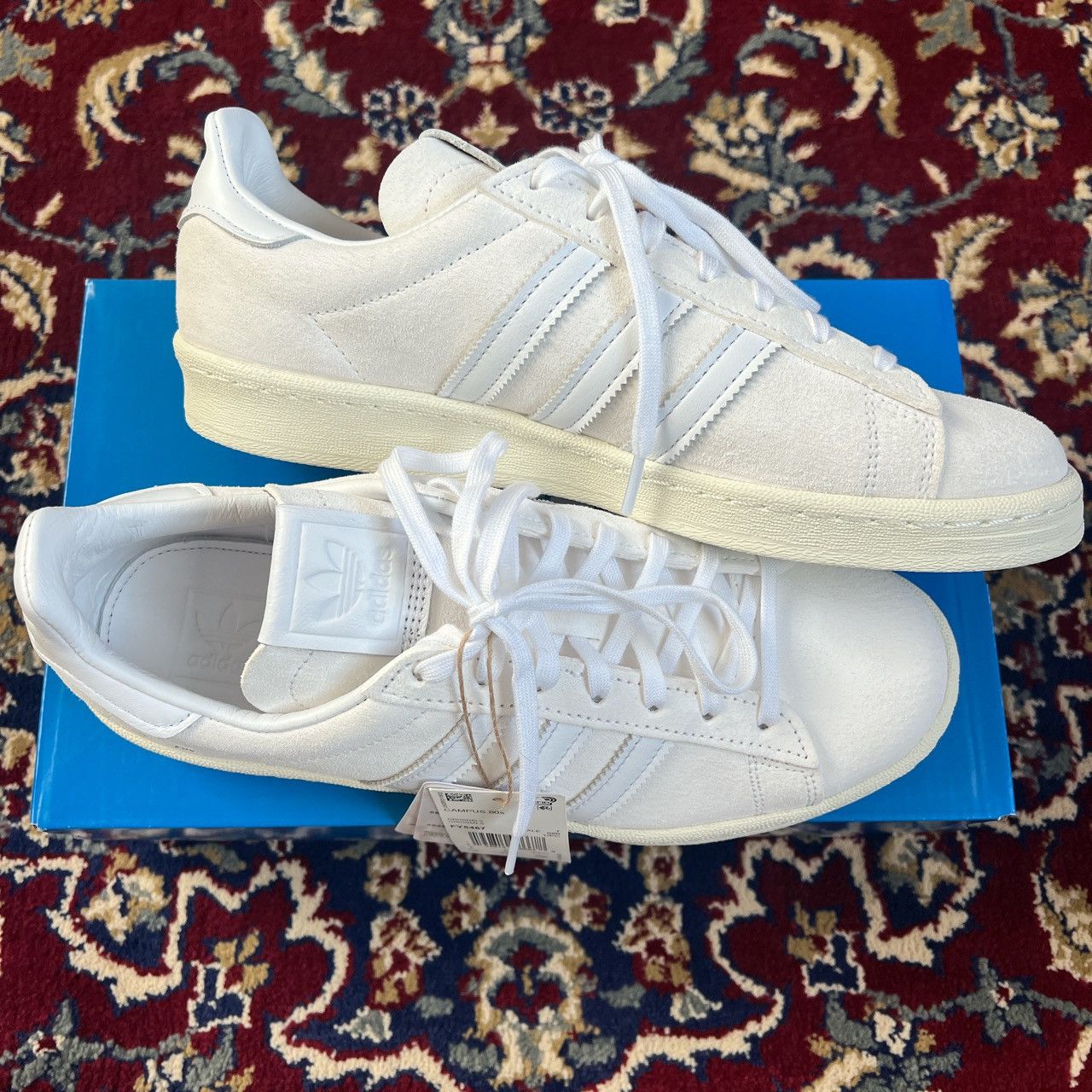 image of Adidas Campus 80's Premium White Shoes, Men's (Size 7.5)