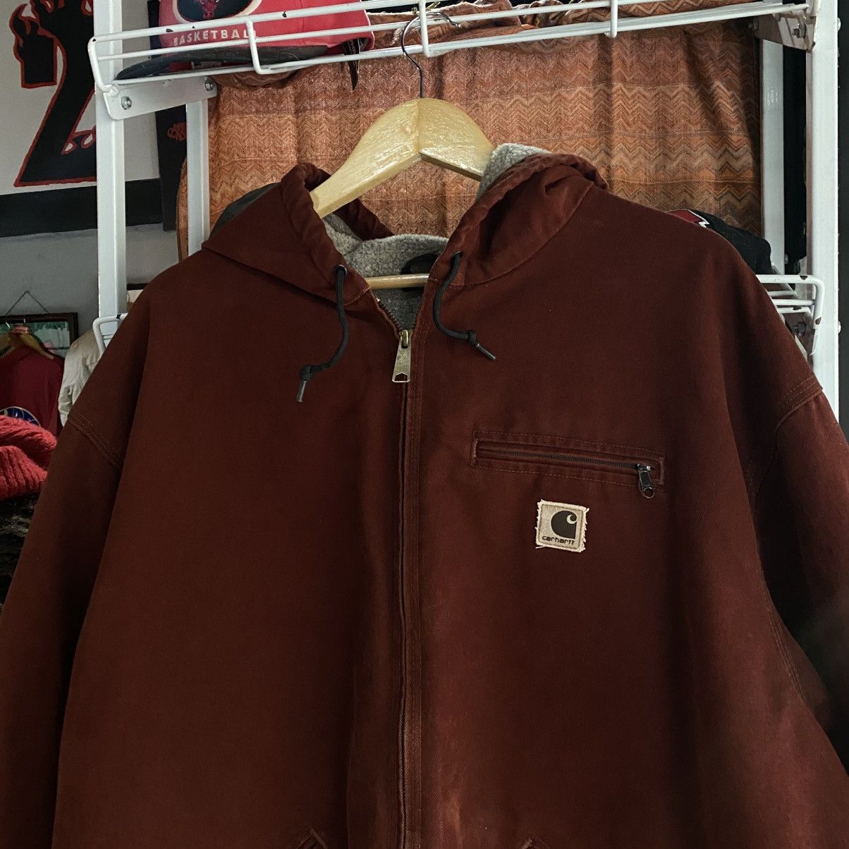 Carhartt Vintage Carhartt J141 Sherpa Lined Hooded Jacket Maroon Size US XXL / EU 58 / 5 - 4 Thumbnail