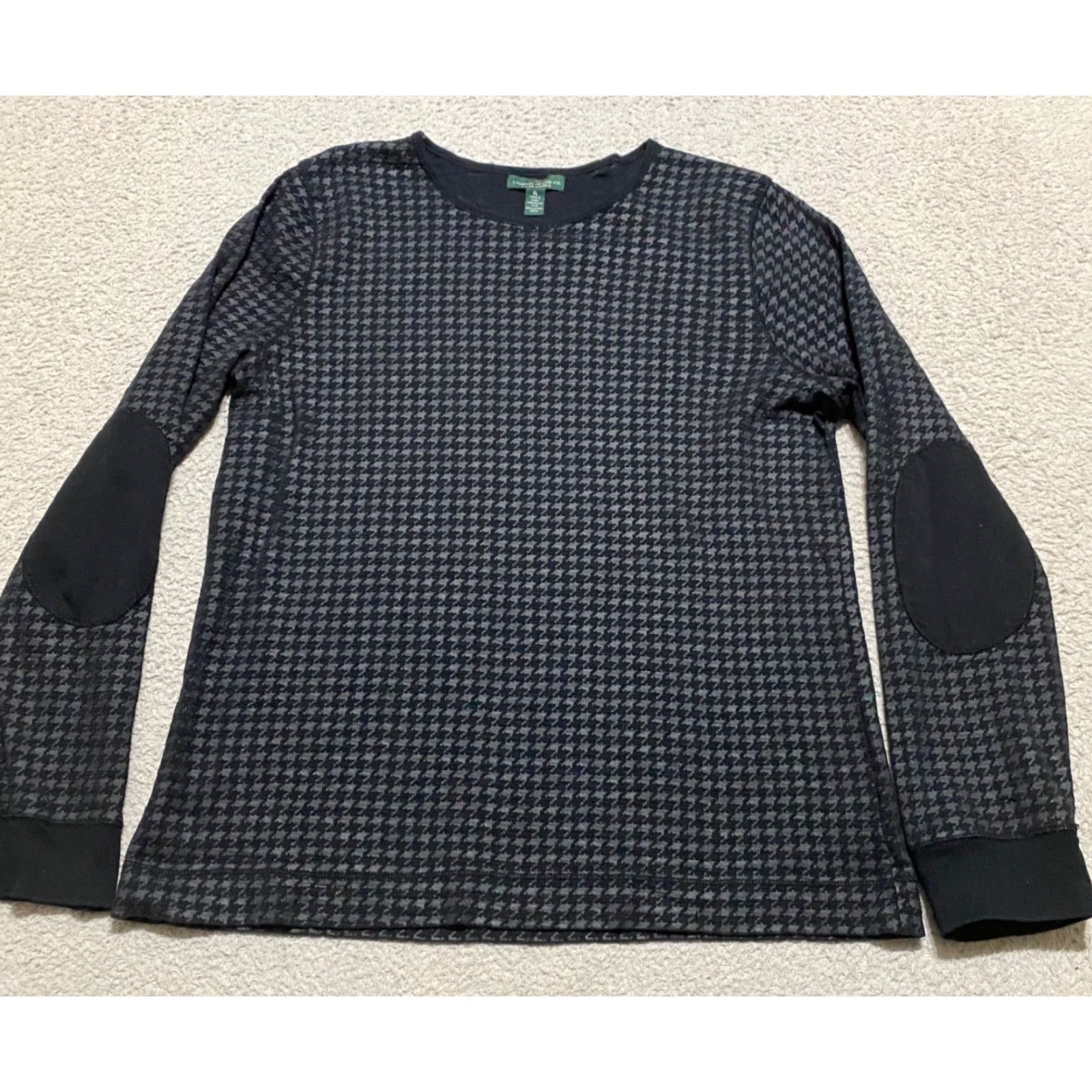 Ralph Lauren Ralph Lauren Womens XL Shirt Black Houndstooth Elbow Patches Pullover Plaid Crew Neck Long Sleeve Knit Button Blouse Classic Womens XL Black 90s Décor Size XL / US 12-14 / IT 48-50 - 2 Thumbnail
