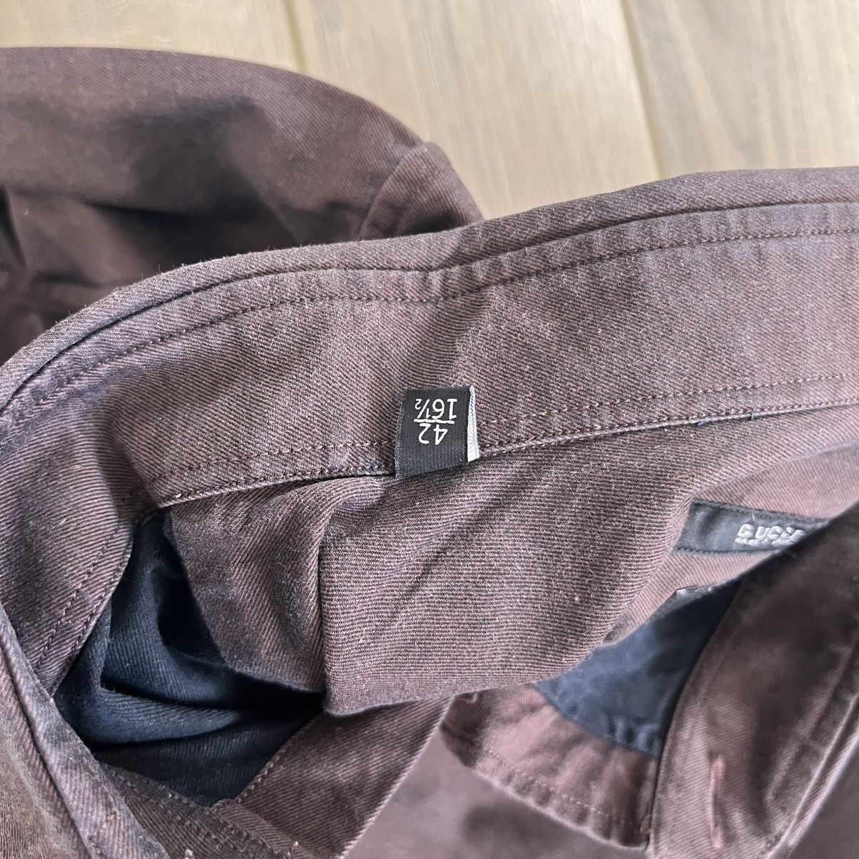 Gucci Gucci Logo Brown Dress Shirt Size US L / EU 52-54 / 3 - 4 Thumbnail