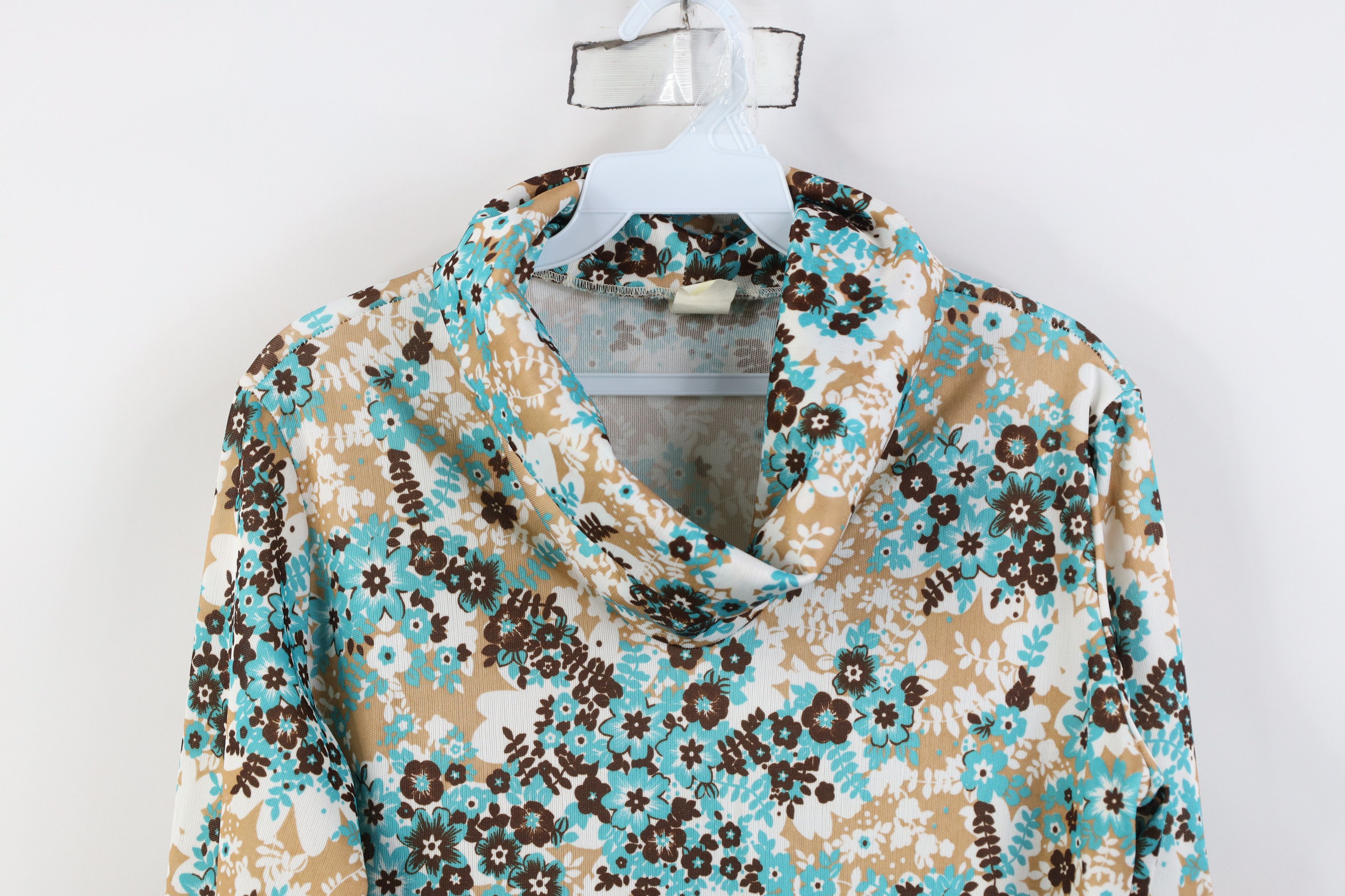 Vintage Vintage 70s Streetwear Boho Chic Flower Turtleneck Shirt Size M / US 6-8 / IT 42-44 - 2 Thumbnail