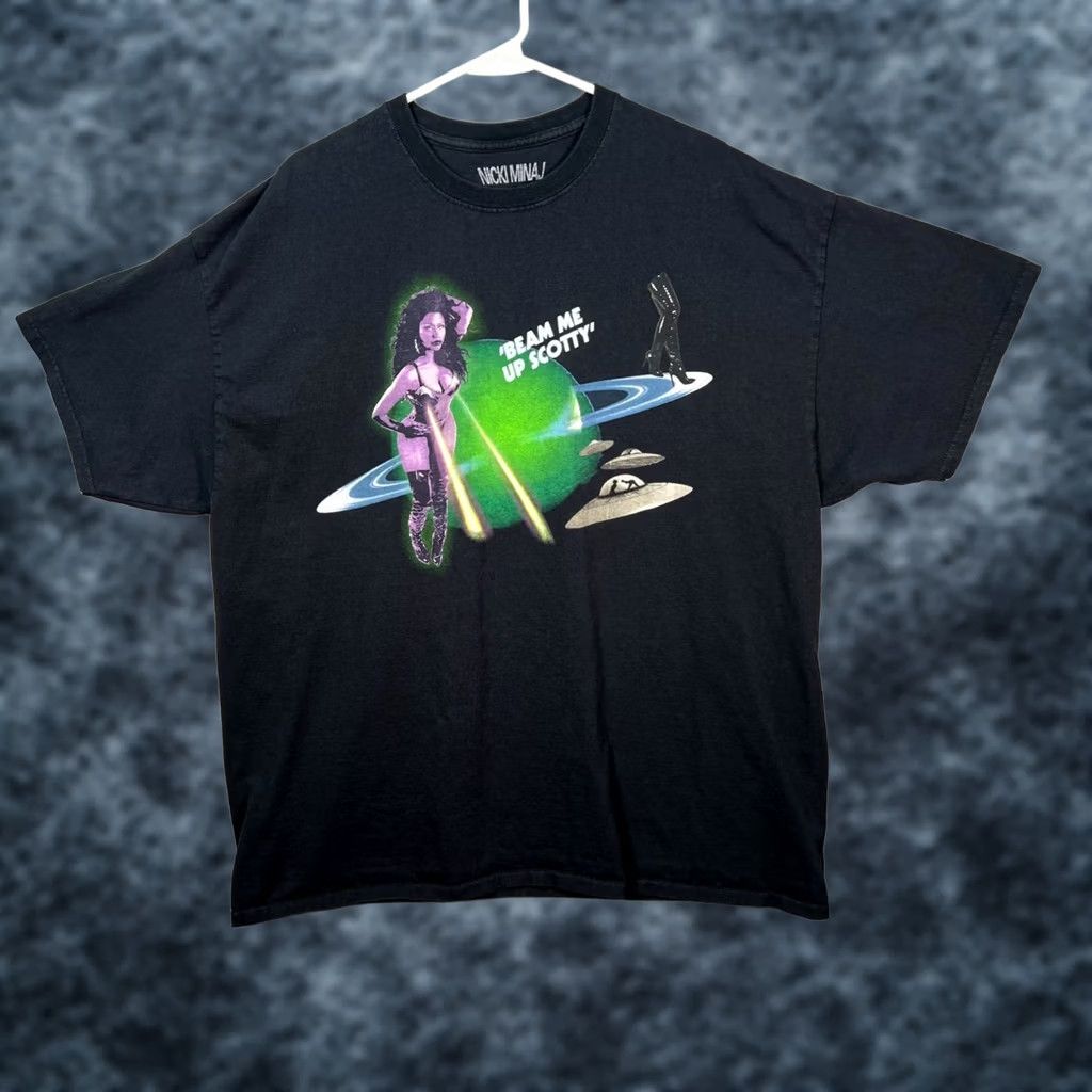 Vintage Nicki Minaj Beam Me Up Scotty Graphic T-Shirt Mens XXL Black 100% Cotton Size US XXL / EU 58 / 5 - 1 Thumbnail