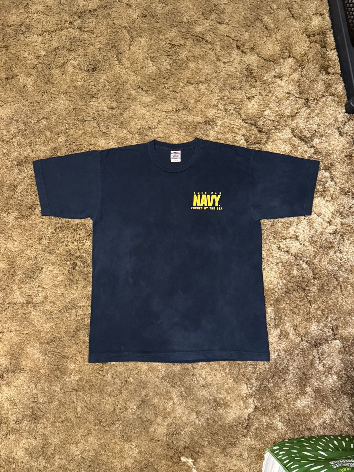 Vintage Vintage Navy T-Shirt Black / Yellow Large Size US L / EU 52-54 / 3 - 3 Thumbnail