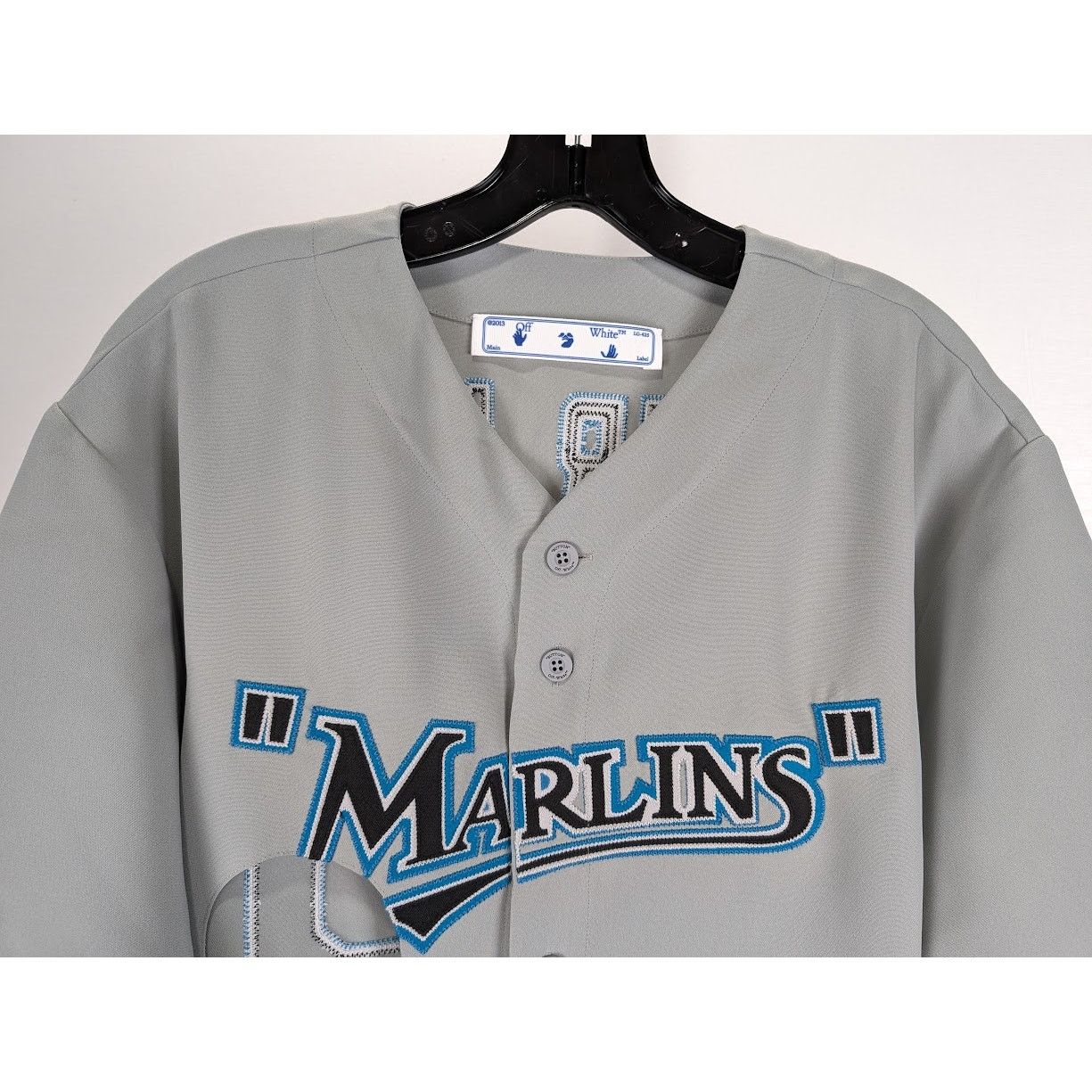 Off-White o1rshd1 MLB-Miami Marlin Cheese Shirt in Grey/Black/Blue Size US M / EU 48-50 / 2 - 4 Thumbnail