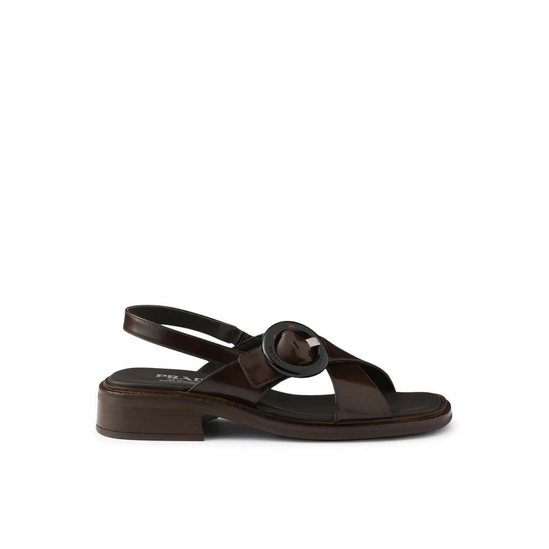 Prada PRADA $1200 Sienna Brown Brushed Leather With Buckle Sandals Size US 6 / IT 36 - 2 Thumbnail