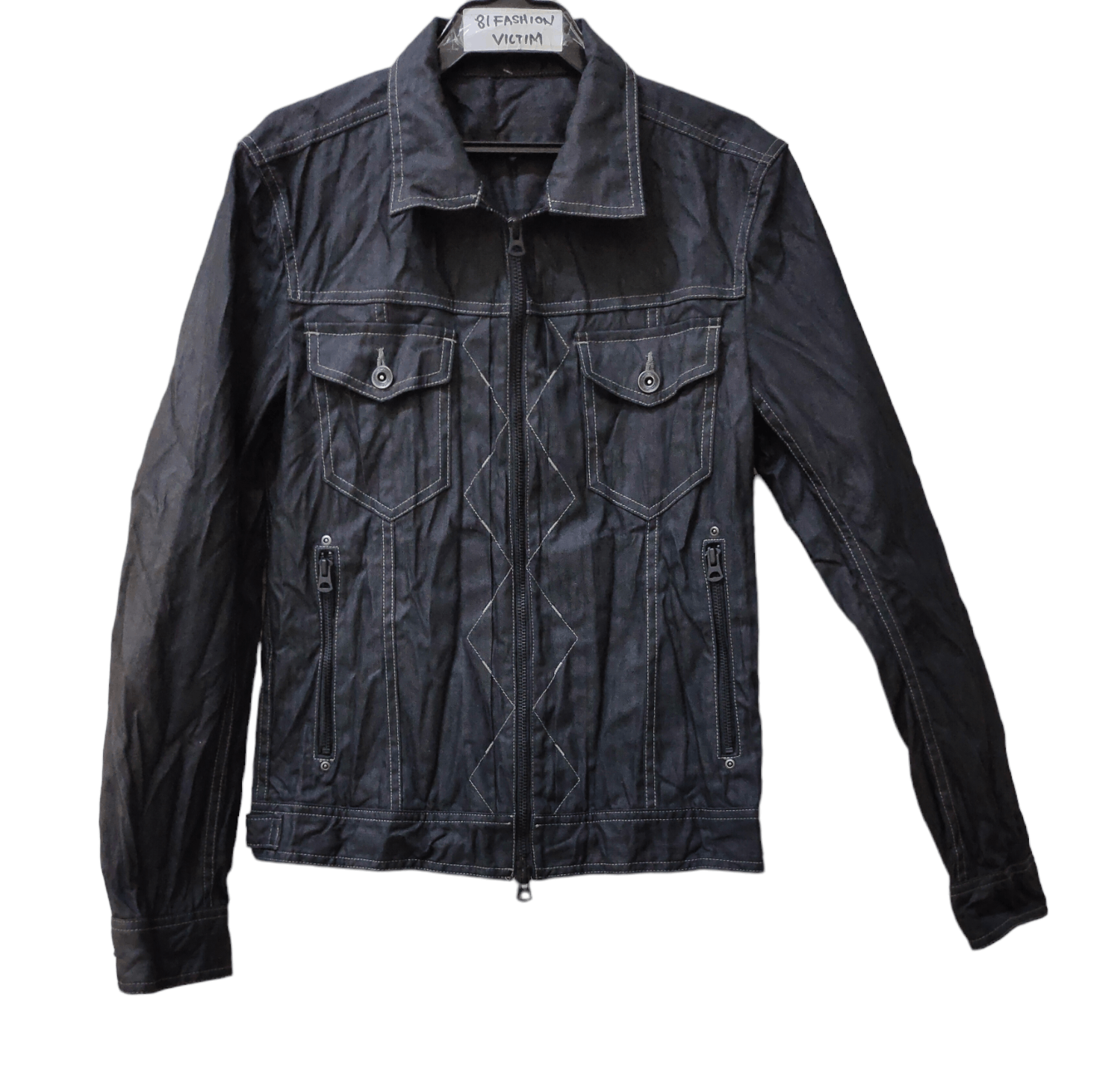 image of 20471120 x Issey Miyake Tete Homme Made In Japan Denim Jacket in Black, Women's (Size XS)