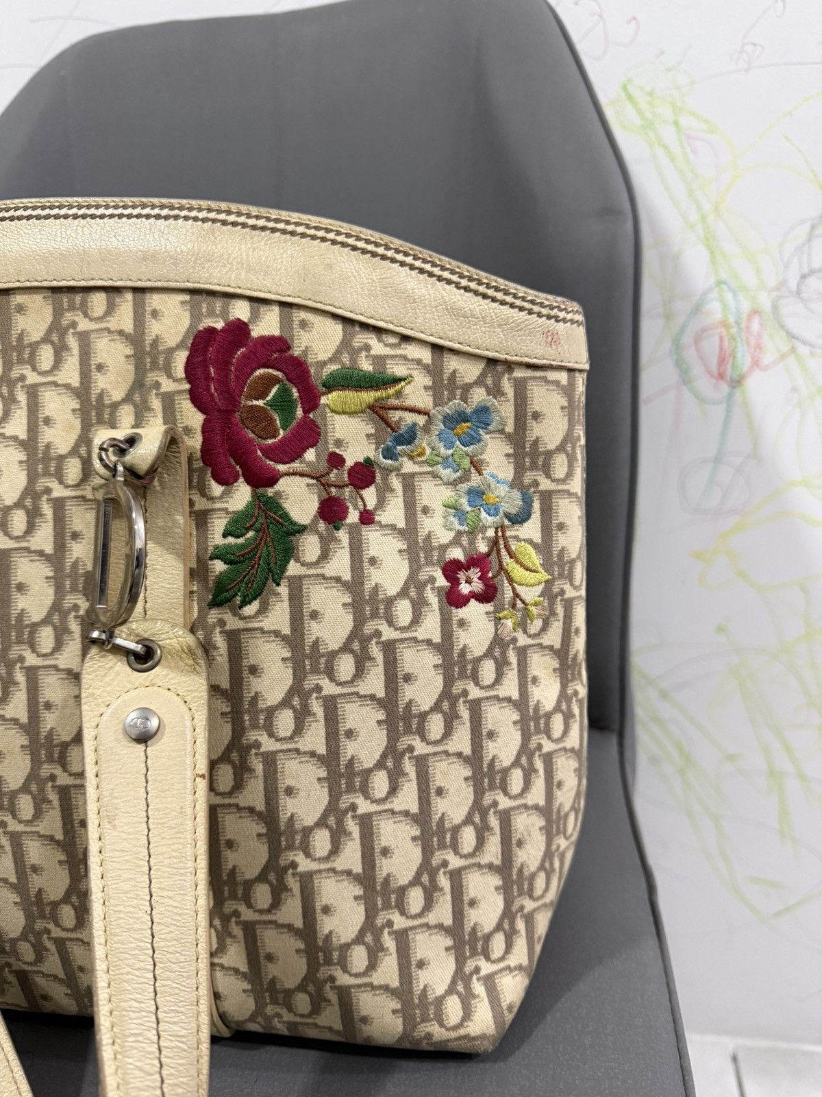 Christian Dior Monsieur Vintage Christian Dior Embroidery Floral Shoulder Tote Bag Size ONE SIZE - 9 Thumbnail