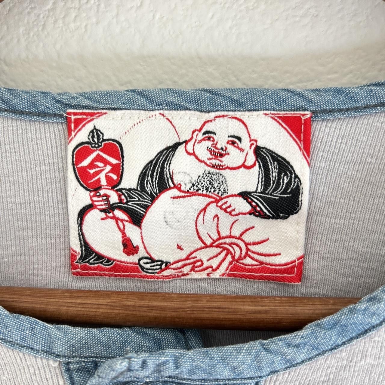 Evisu Logo Sweatshirt w/ Chambray Denim Detailing Vintage Size L / US 10 / IT 46 - 2 Thumbnail