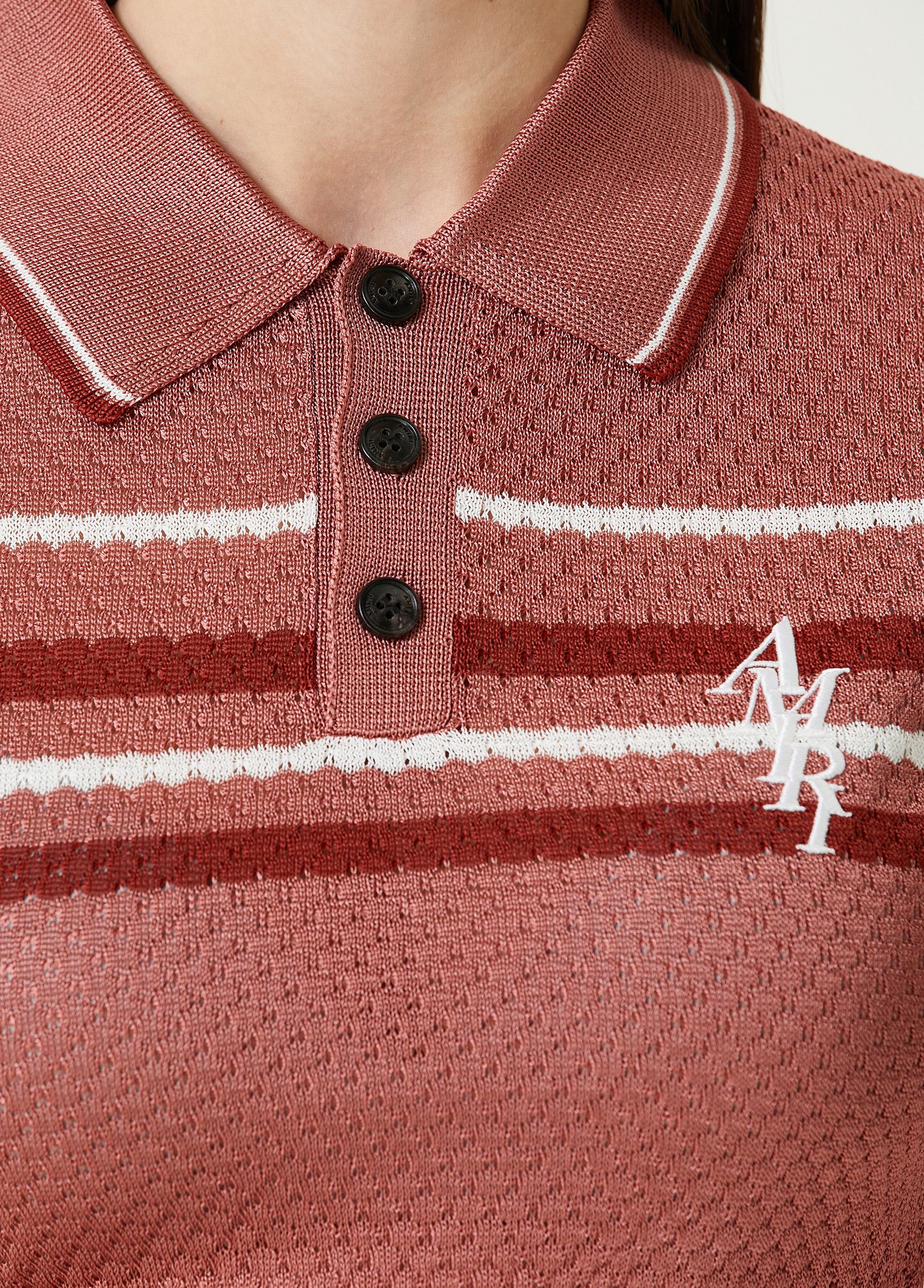 Amiri o1orln1025 Logo Naked Crop Knit Polo Shirt in Multicolor Size S / US 4 / IT 40 - 4 Thumbnail