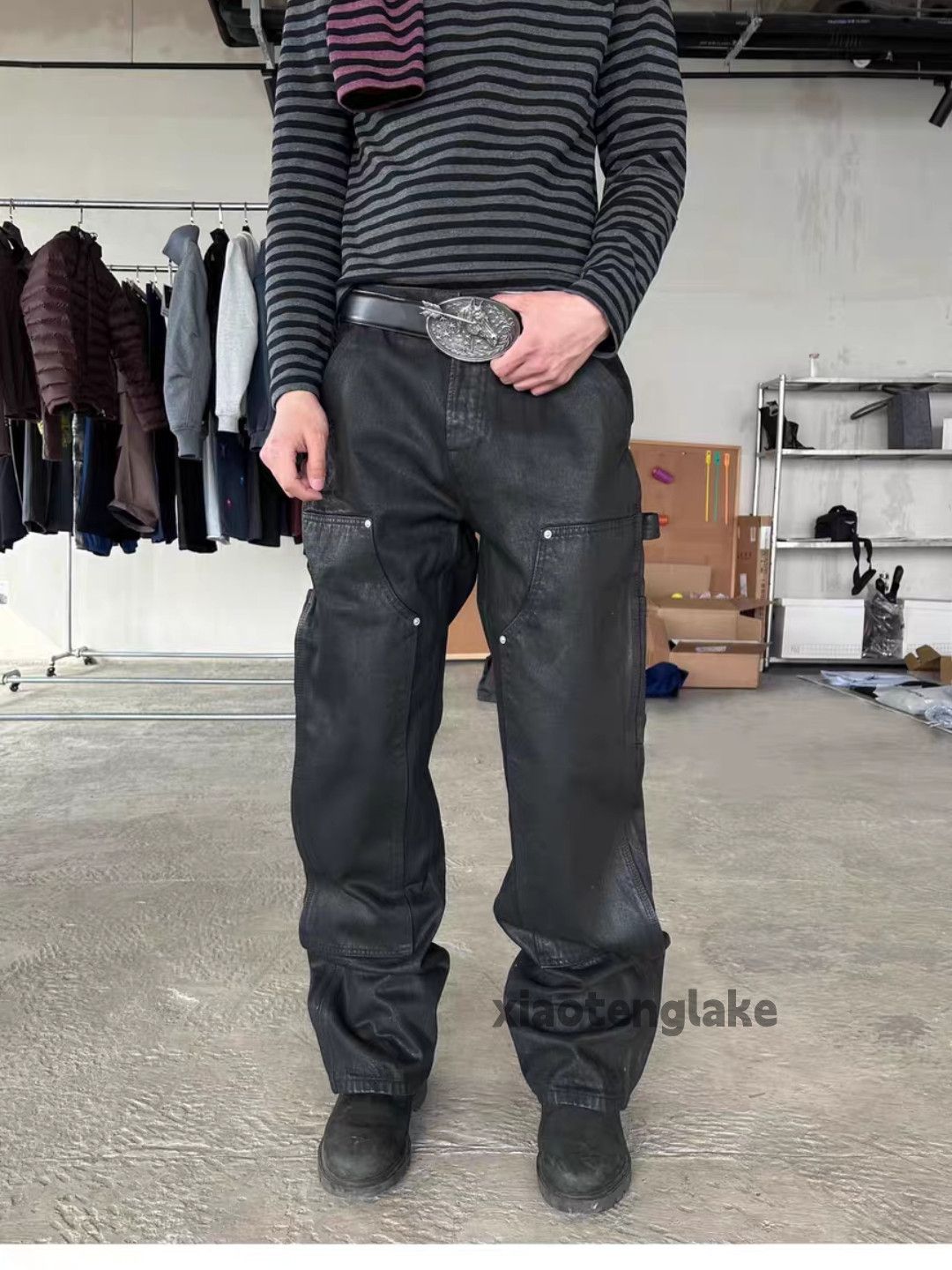 Jean xtl wax coated loose baggy hiphop carpenter punk jeans Size US 32 / EU 48 - 7 Thumbnail