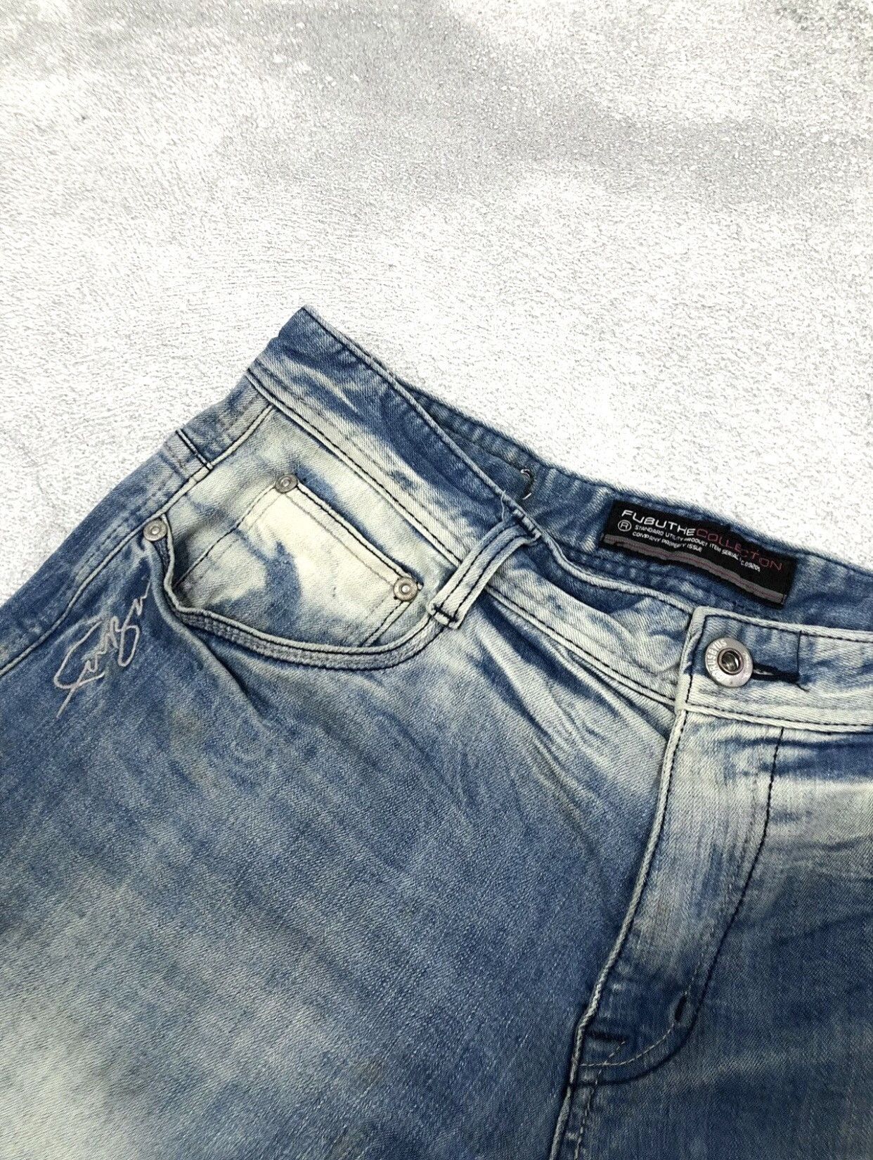 If Six Was Nine × Japanese Brand × Le Grande Bleu (L.G.B.) 2000s Fubu Baggy Faded Dyed Denim Pants Size US 34 / EU 50 - 4 Thumbnail