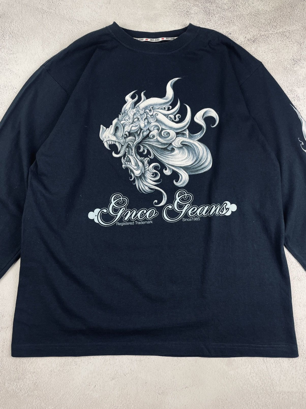 JNCO JNCO Jeans Shirt Navy Dragon 90s Graphics Double Sided Y2K Size US XL / EU 56 / 4 - 4 Thumbnail