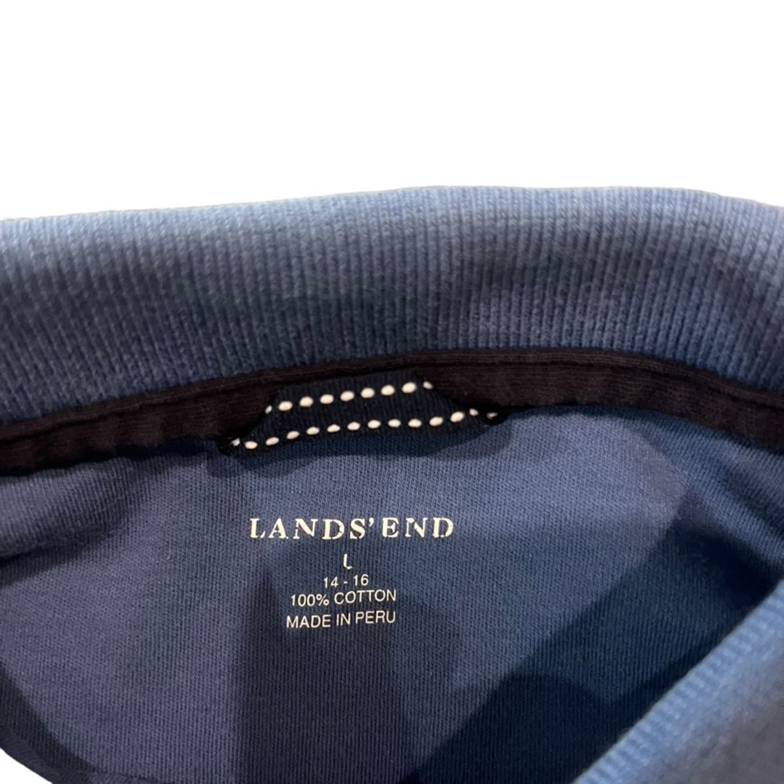 Lands' End Lands’ End Polo Shirt Kids Large Blue Short Sleeve Solid Size L / US 10 / IT 46 - 3 Thumbnail