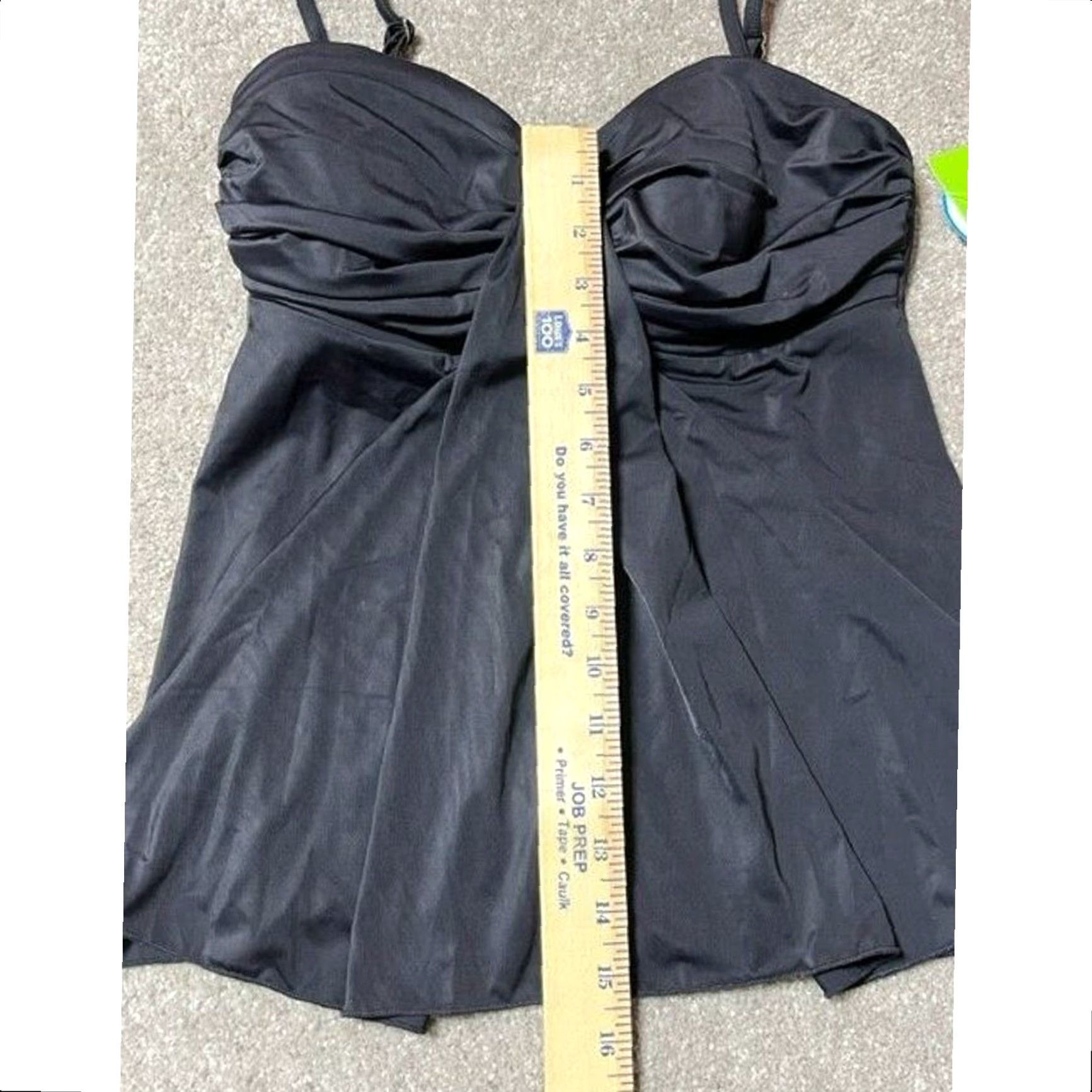 Vintage Fit 4 U Tankini Top Size 8 Tankini Women Slimming Tummy Control Padded Built-In Bra Adjustable Strap Black Beach 50s Pin Up Retro Modest Soild Pattern Size M / US 6-8 / IT 42-44 - 6 Thumbnail