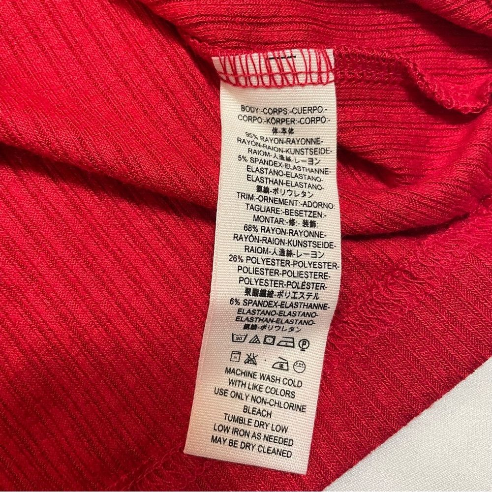 Free People NWT New Free People Molly Red Ribbed Short Sleeve Surplice Size XS / US 0-2 / IT 36-38 - 9 Thumbnail