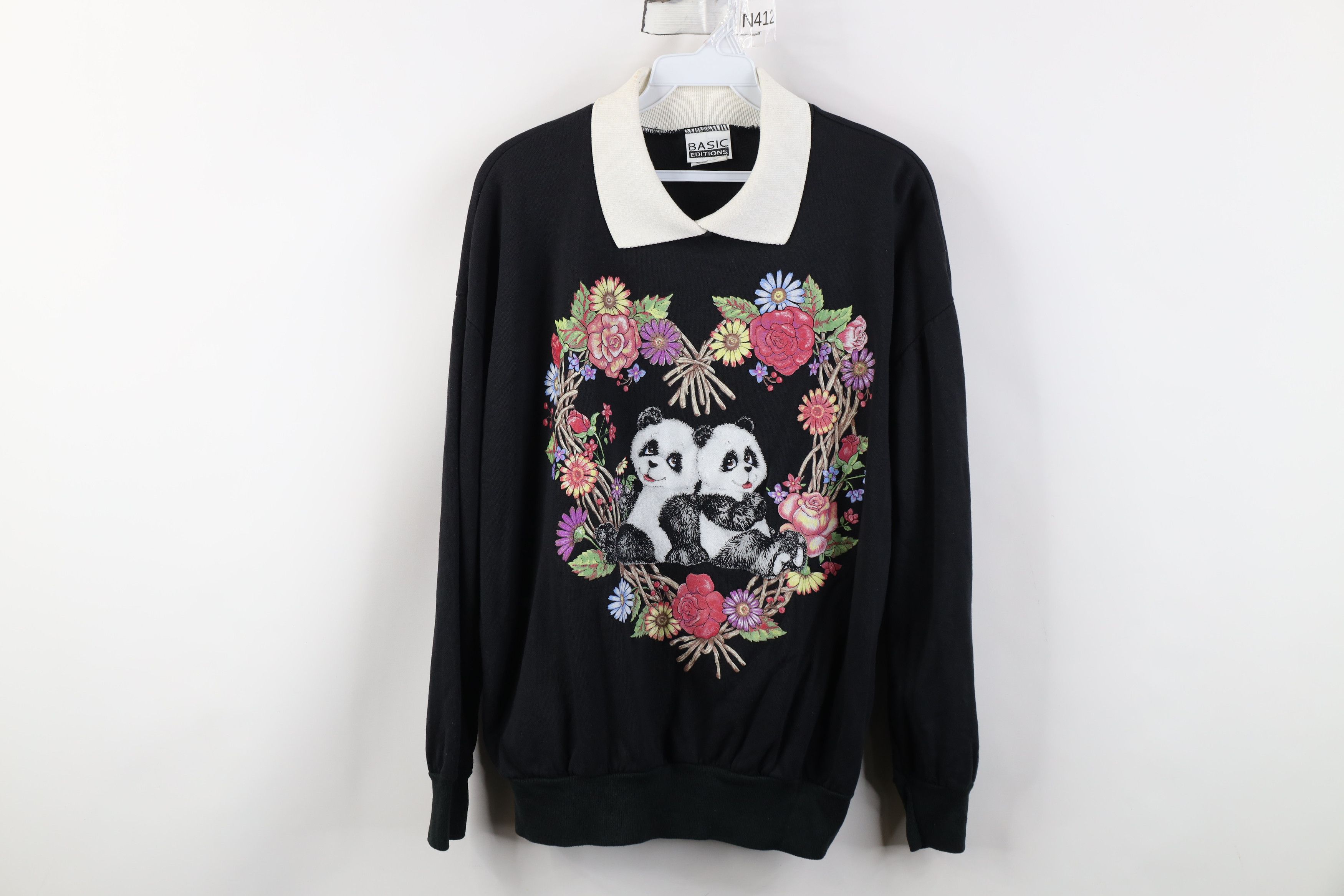 Vintage Vintage 90s Streetwear Bear Heart Collared Sweatshirt USA Size L / US 10 / IT 46 - 1 Thumbnail