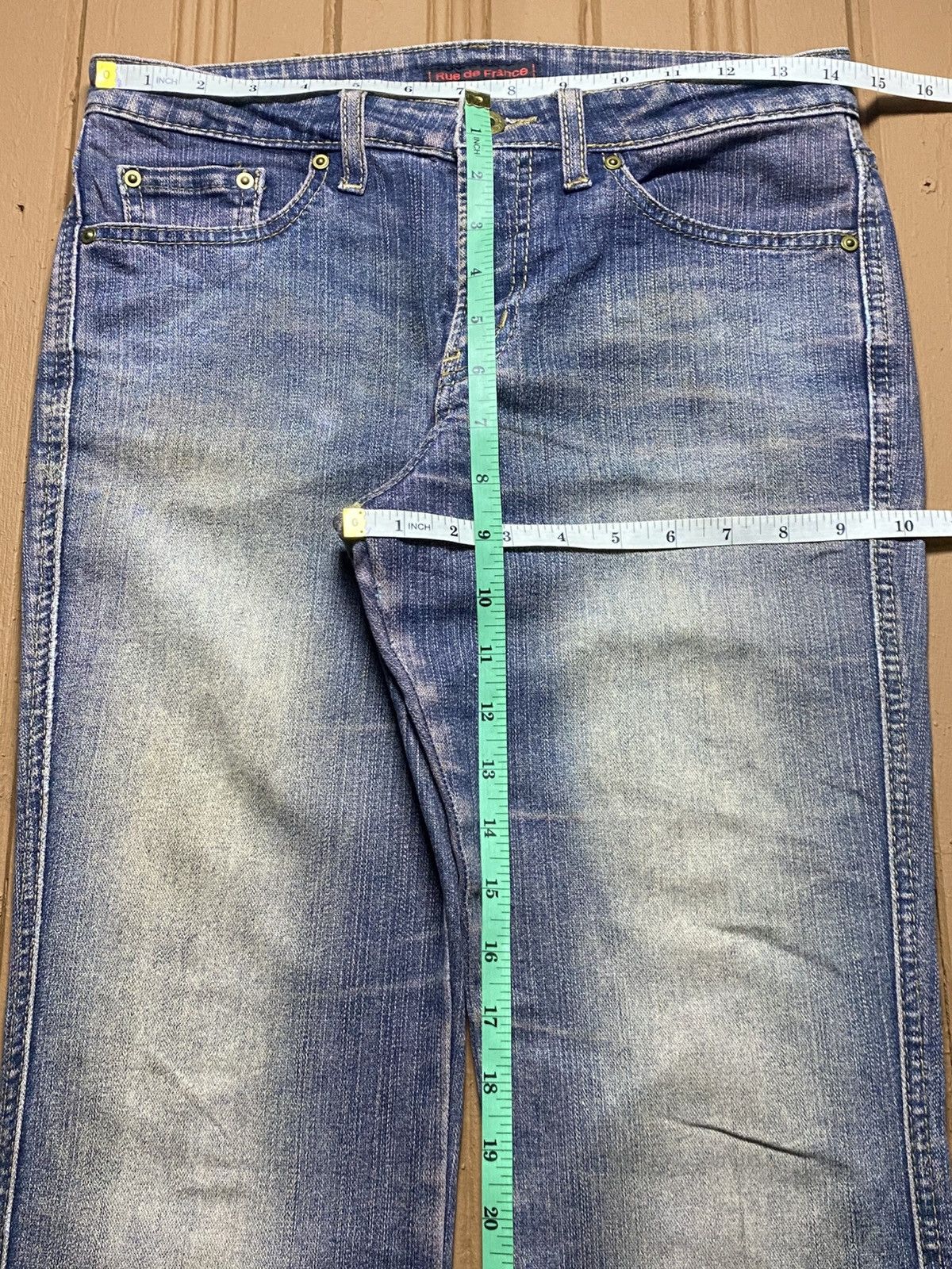 Hypebeast Japanese Brand 90’s Vibe Rue de France Fade Blue Flare Jeans Size US 29 - 14 Thumbnail