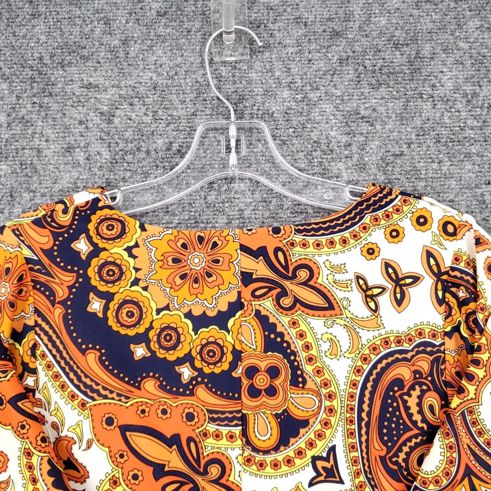Vintage Jude Connally Womens XS Orange Paisley V-Neck Short Sleeve Top Casual Size XS / US 0-2 / IT 36-38 - 6 Thumbnail