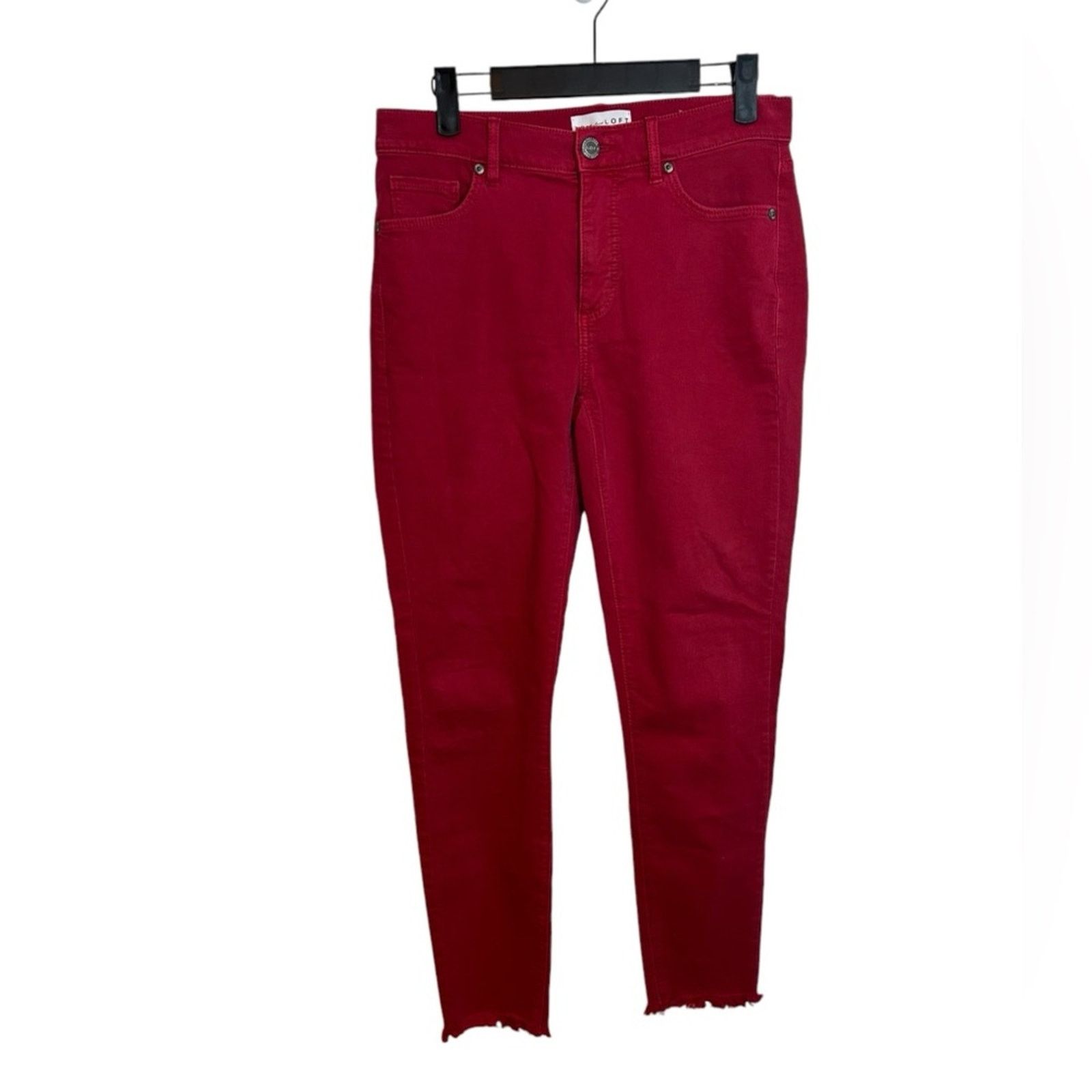 Loft Loft Red Raw Hem Skinny Jeans Size 26" / US 2 / IT 38 - 1 Thumbnail