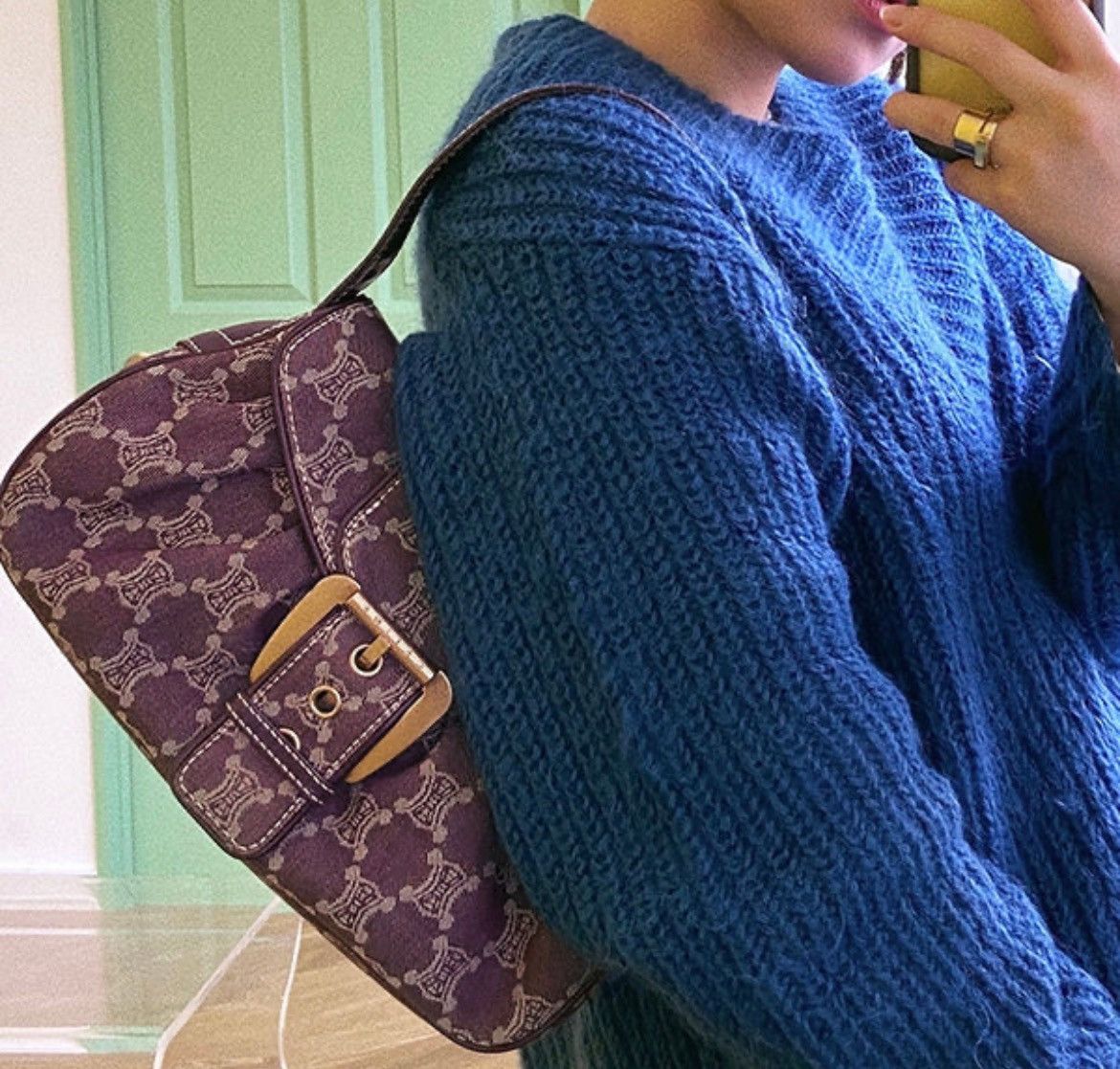 Celine Celine Macadam Pattern Logo Buckle Top Handle Bag Bordeaux Size ONE SIZE - 16 Thumbnail