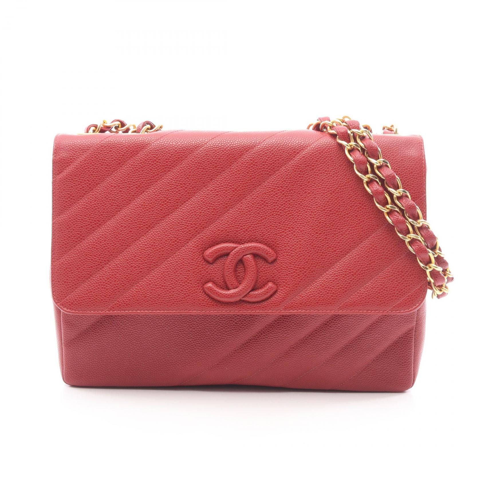 Chanel Chanel Chanel Bias Stitch Grained Calf Shoulder Bag Leather Shoulder Bag DUTY FREE for USA Size ONE SIZE - 1 Thumbnail