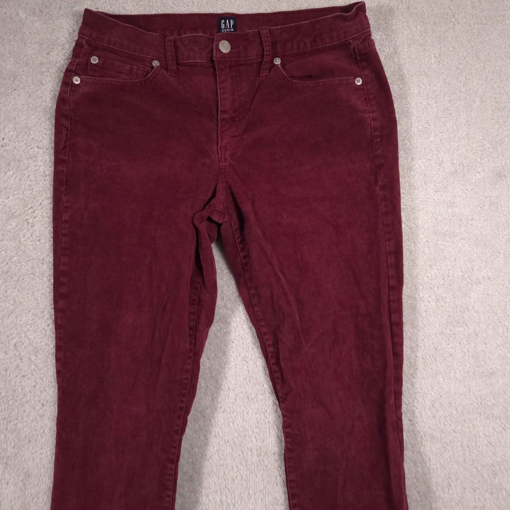 Gap Gap Womens Jeans Red Corduroy Skinny Slim Mid Rise 5 Pocket 29L 29x29 Size 29" - 3 Thumbnail