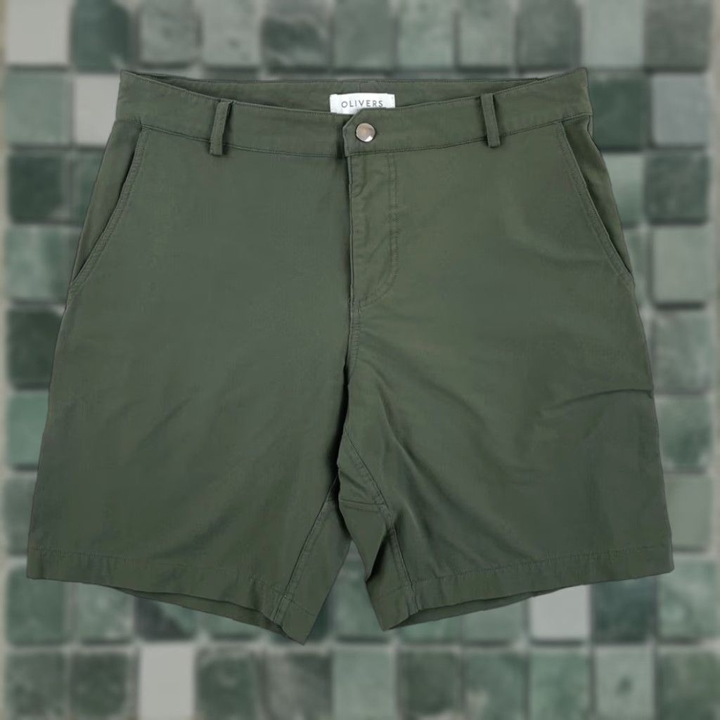 Olive Olivers Mens Shorts 31 Green Chino Nylon Spandex Performance USA Made in USA Regular Fit Flat Front Stretch Short Size US 31 - 1 Thumbnail