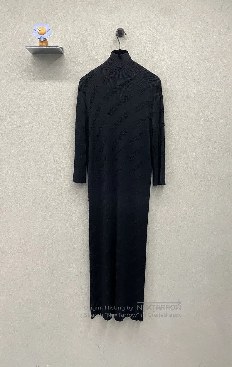 Balenciaga Balenciaga Black Logo Stand Collar Ribbed Mixed Fabric Lon Size S / US 4 / IT 40 - 2 Thumbnail