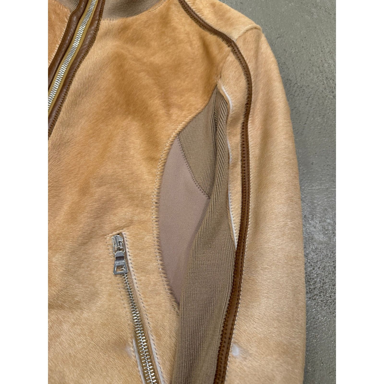 Prada 2000s Prada pony hair hybrid leather biker jacket Size S / US 4 / IT 40 - 6 Thumbnail