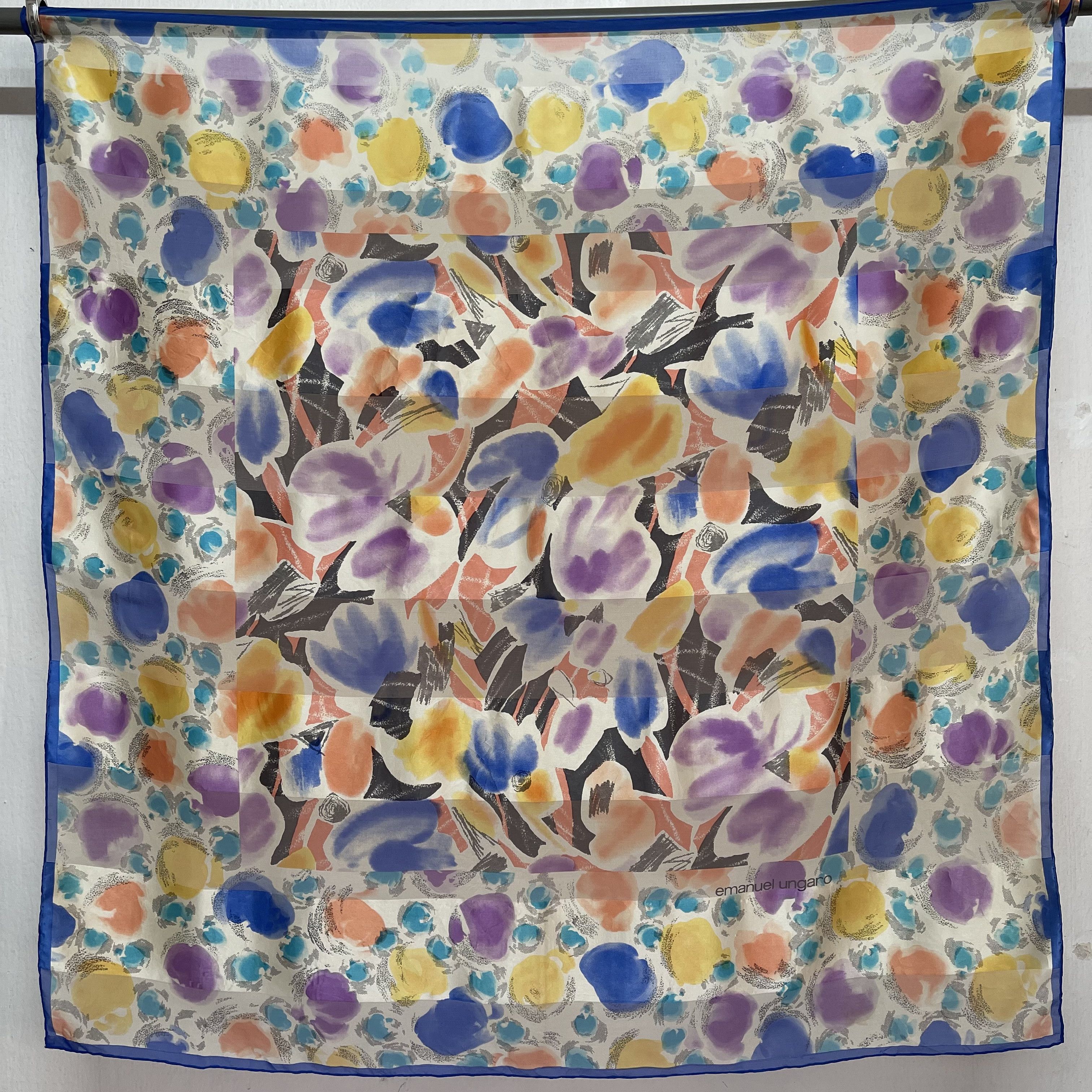 Emanuel Ungaro Vintage Emanuel Ungaro Silk Scarf With Painted Design -S7048 Size ONE SIZE - 4 Thumbnail