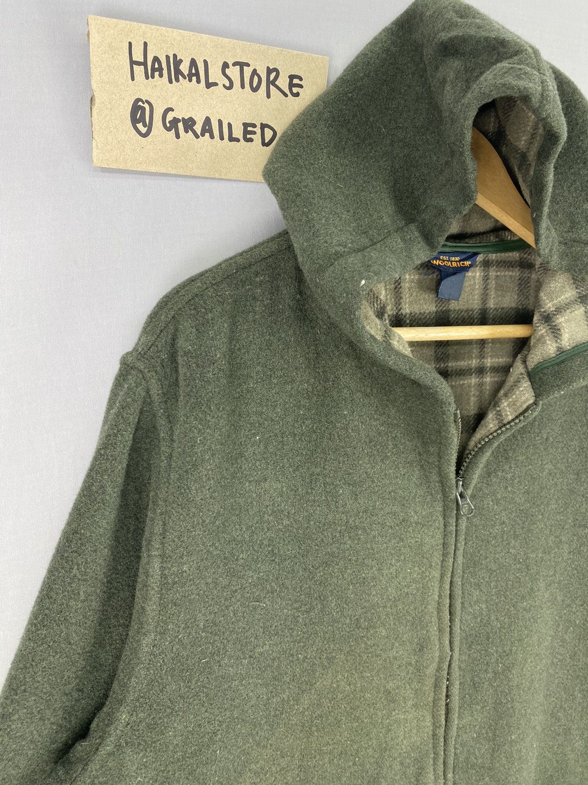 Designer Vintage 90s Woolrich Zipper Wool Jacket Size XL / US 12-14 / IT 48-50 - 2 Thumbnail