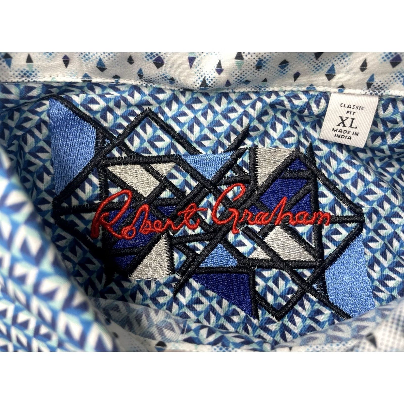 Robert Graham Robert Graham Mens XL Shirt Geometric Long Sleeve Button-Up Blue Paisley 2010-2019 Size US XL / EU 56 / 4 - 3 Thumbnail
