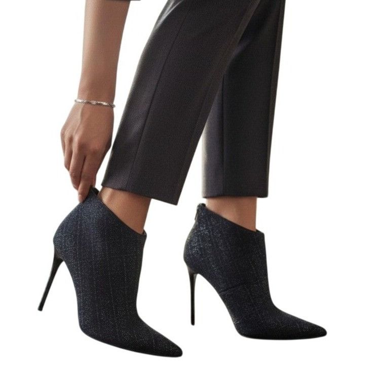 Guess GUESS Fazzie Black Shimmer Stiletto Ankle Booties Pointed To Size US 9.5 / IT 39.5 - 1 Thumbnail