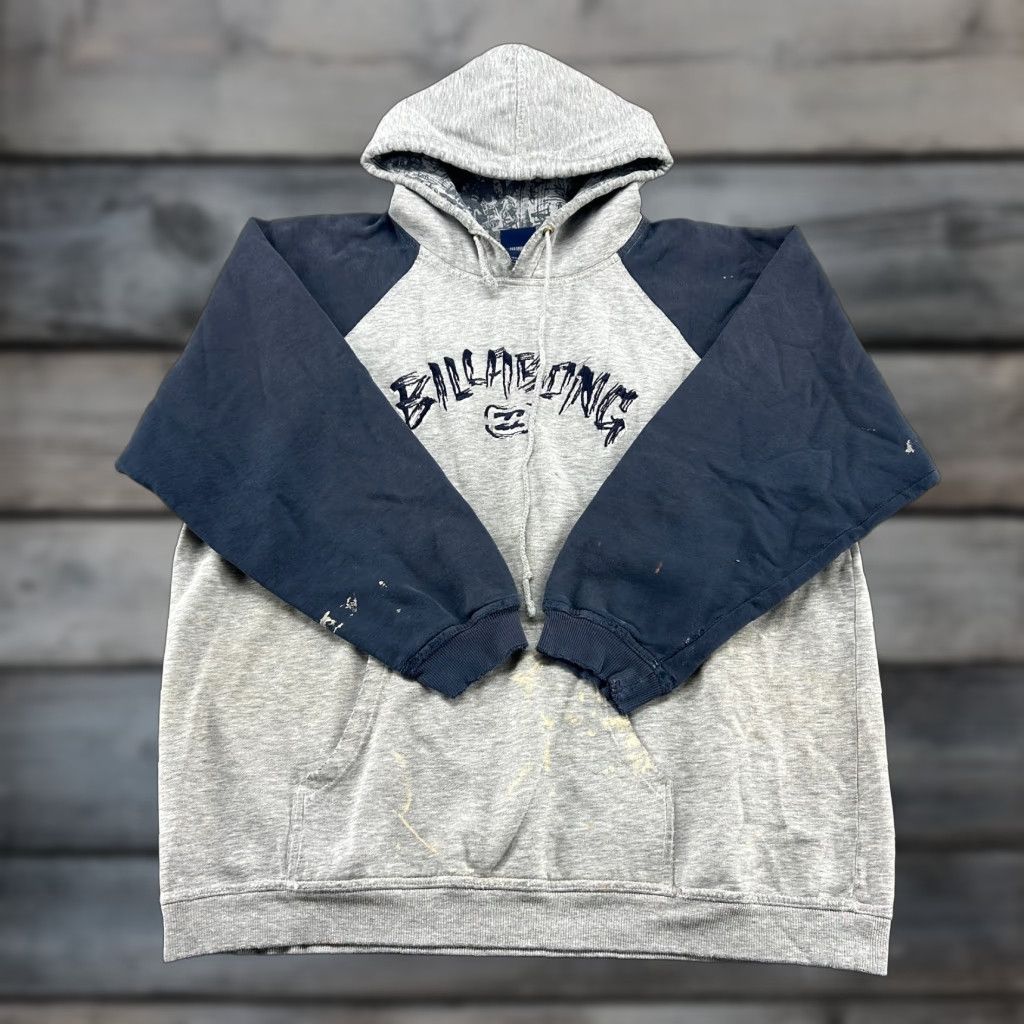 Billabong VINTAGE Billabong Hoodie Mens XL Gray Blue Navy Pullover Sweatshirt Thrashed 90s Hooded Pockets Crew Neck All Seasons Size US XL / EU 56 / 4 - 1 Thumbnail