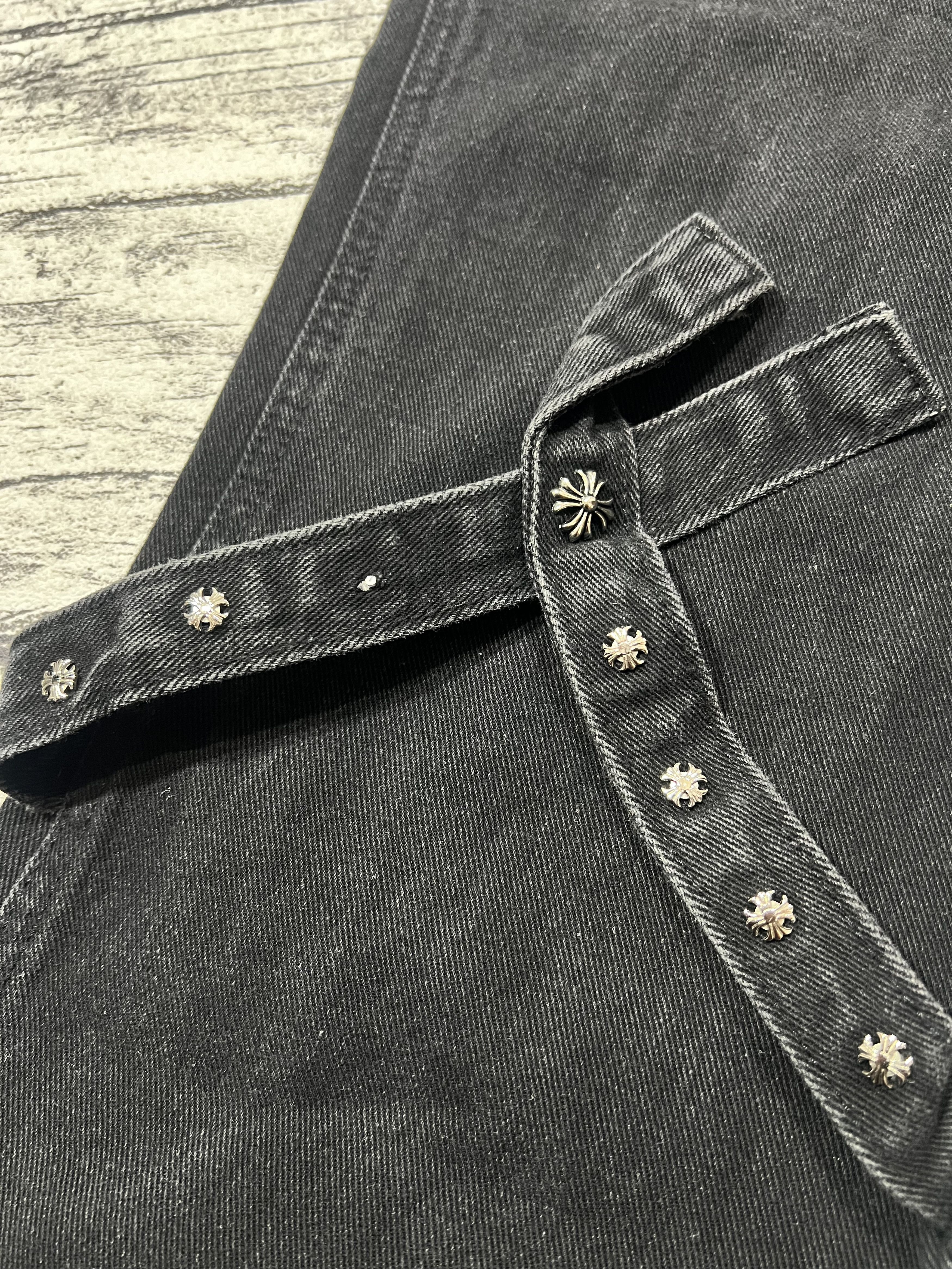 Japanese Brand 2000s Y's Cross Leather Studded Bootcut Flare y2k Lgb Ifsix Size US 27 - 8 Thumbnail