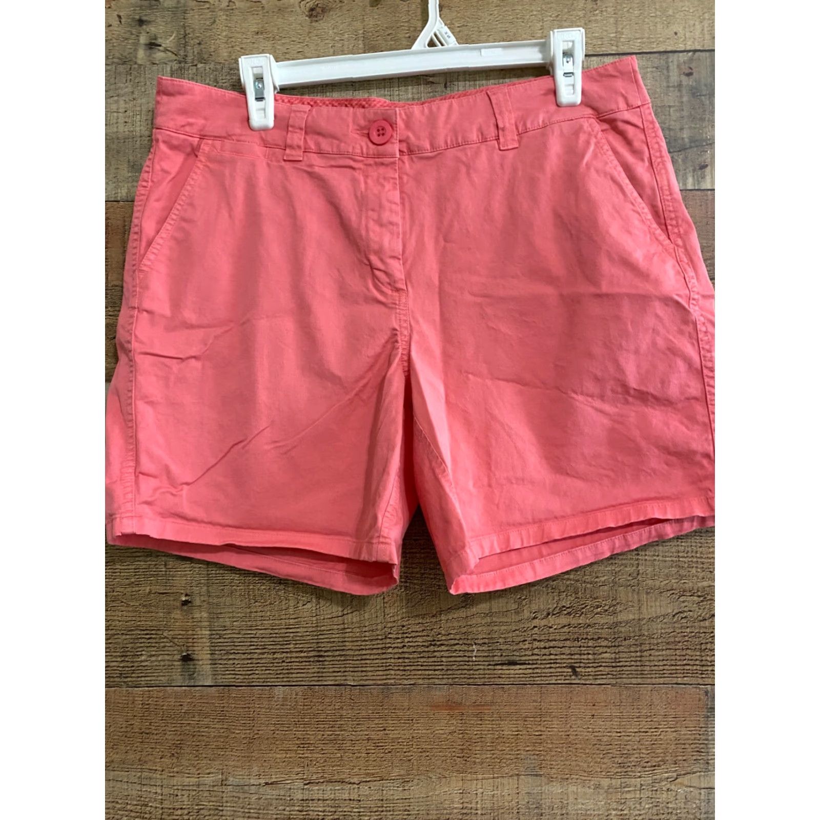 Vintage Crown & Ivy Womens Shorts Charlotte Peach Size 10 Chino Classic Casual Mid Rise Button Waist 34 Regular Womens Size 32" / US 10 / IT 46 - 2 Thumbnail