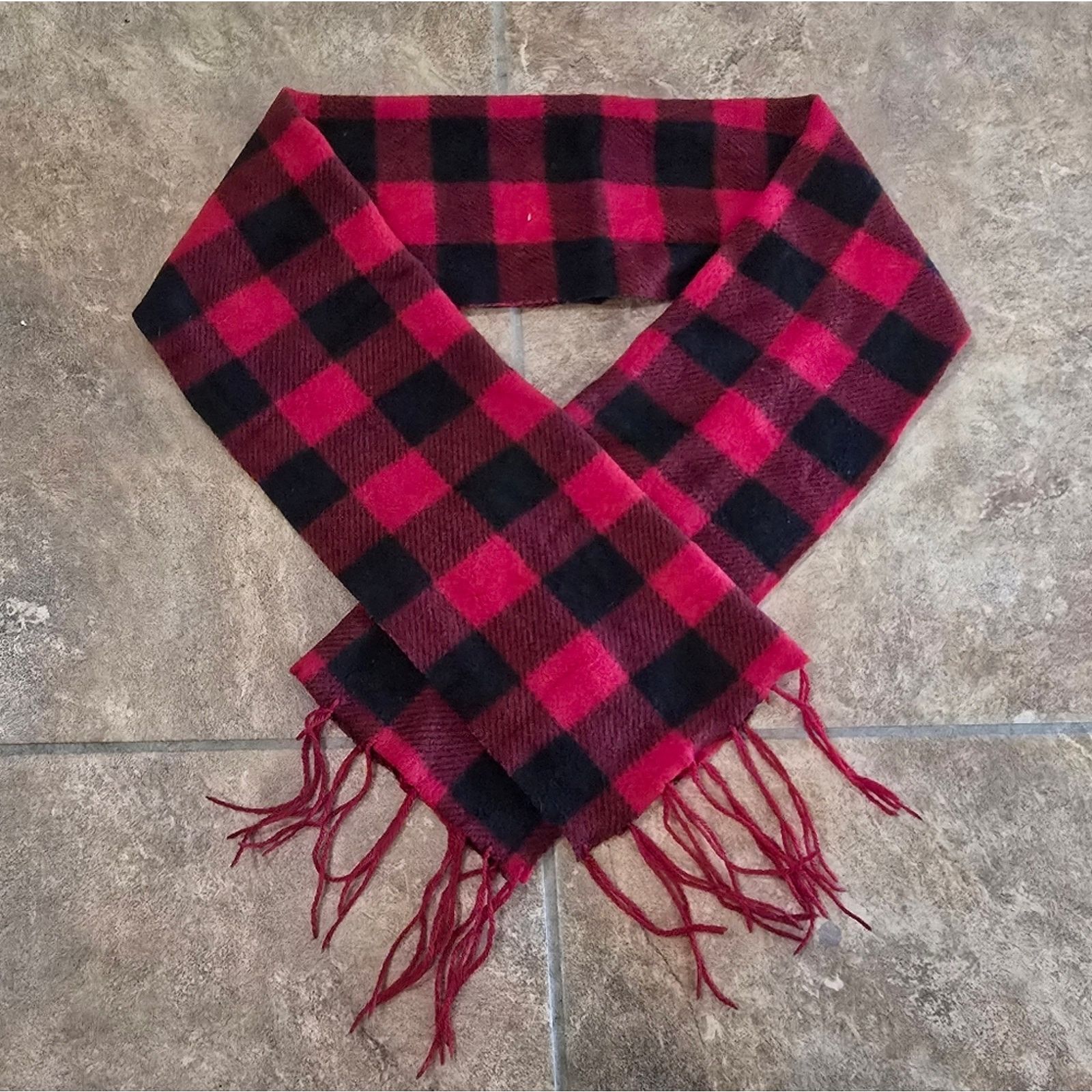 Other Red Black Checkerboard Fringe Scarf Size ONE SIZE - 1 Thumbnail