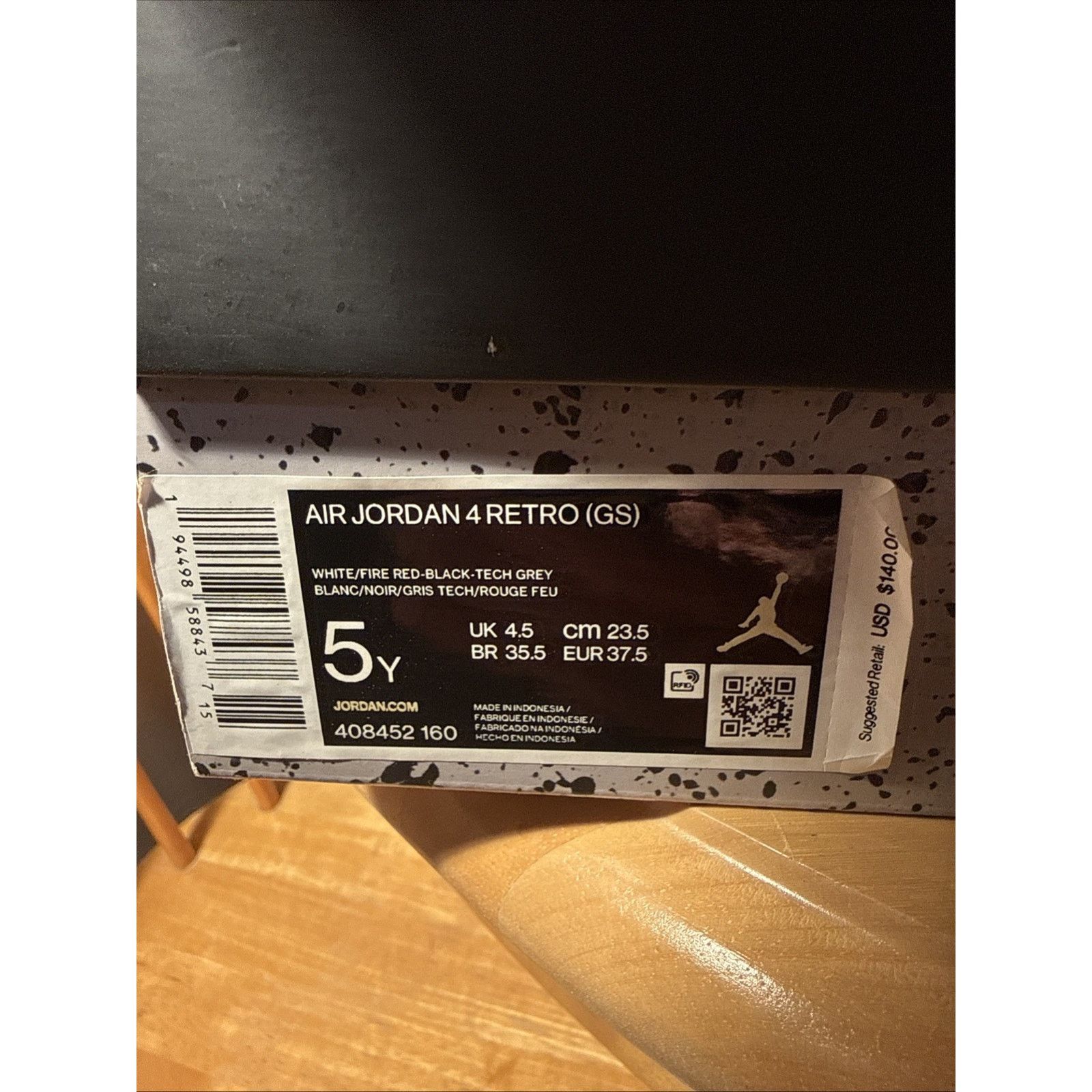 Jordan Brand Jordan 4 Retro Red Cement Size 5Y/6.5W Pre-owned OG Box Size US 5 / EU 37 - 10 Thumbnail