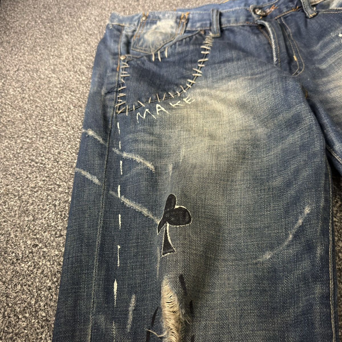 Japanese Brand Japanese Destroyed Karakuri Thrashed Denim Vintage Y2K Size US 34 / EU 50 - 5 Thumbnail