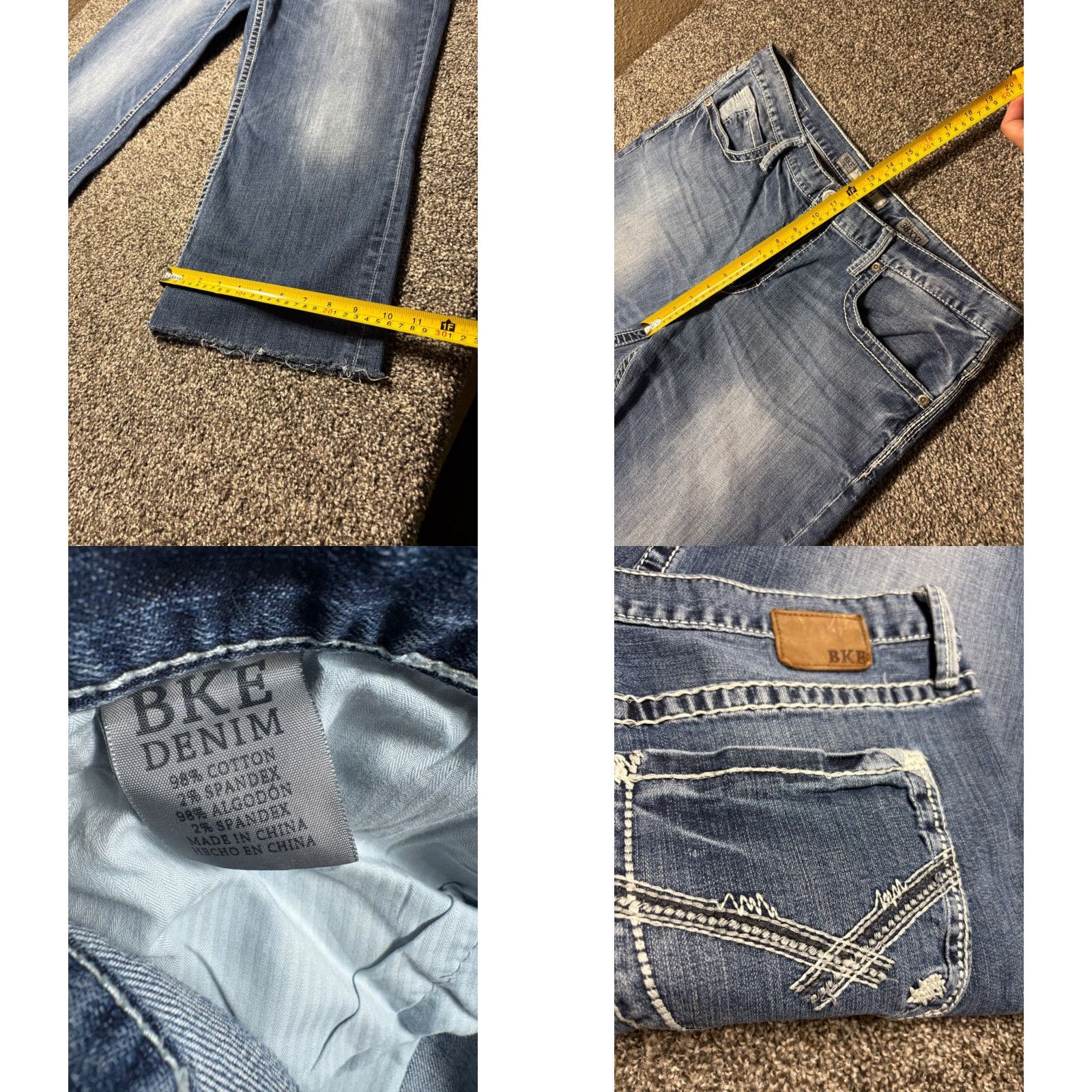 Vintage BKE Denim Seth Jeans Mens 38XXL Blue Faded Cut Off Straight Leg Cotton Stretch Denim Jeans Size US 38 / EU 54 - 8 Thumbnail