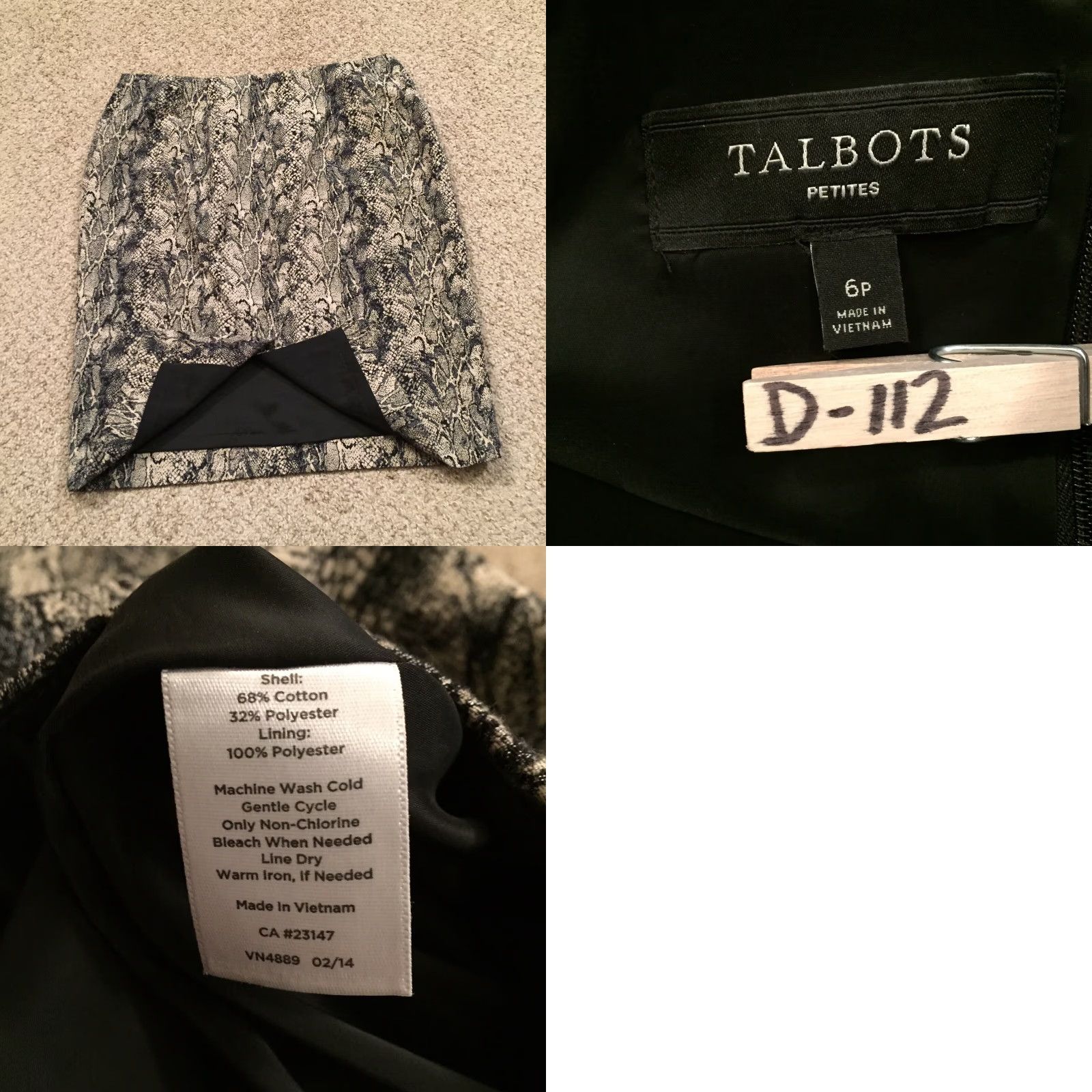 Talbots Talbots Skirt Petites Pencil 6P Beige Gray Animal Print Knee Length Lined Wool? Cotton Blend? Size 28" / US 6 / IT 42 - 8 Thumbnail